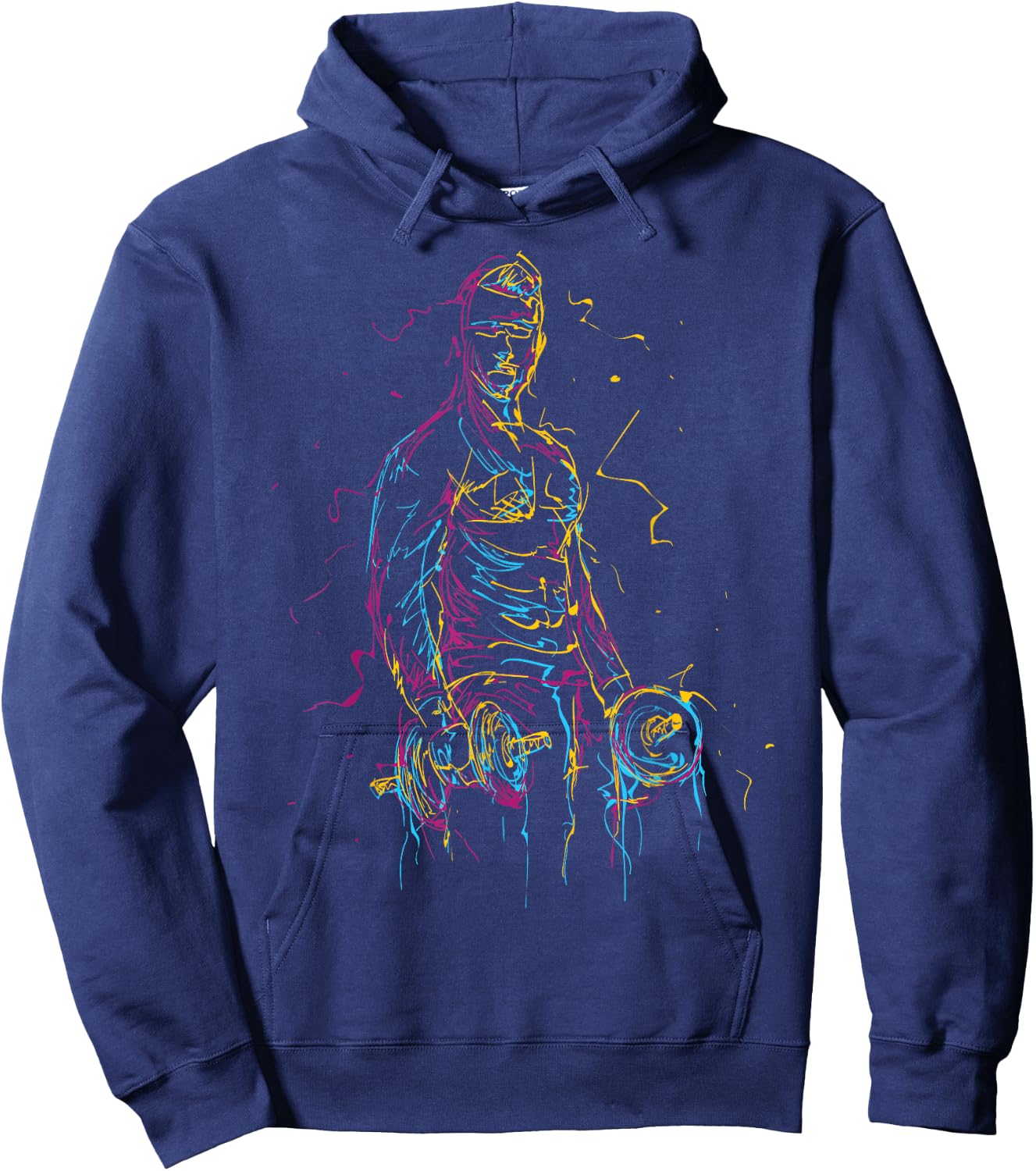 colorful Strongman Bodybuilding Gym Weightlifting workout Hoodie - Hoodie | Navy