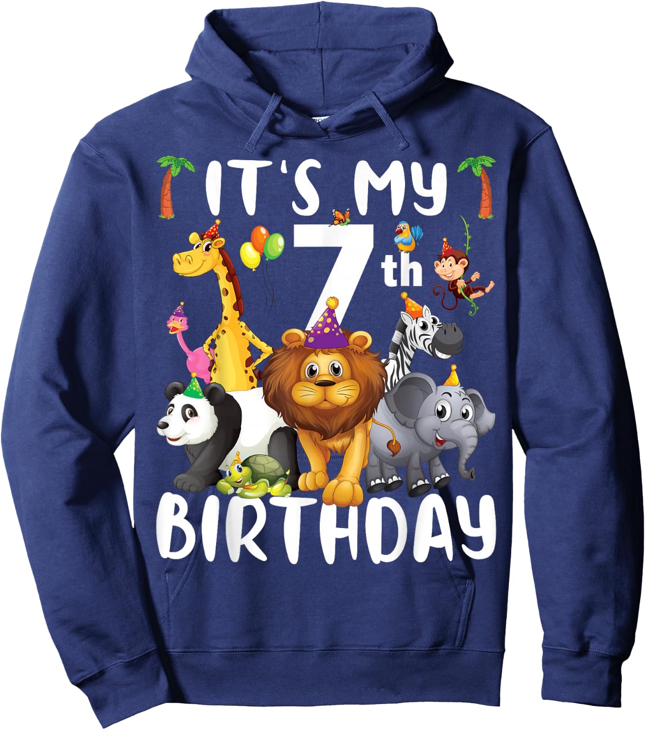 Its My 7th Birthday Zoo Shirt Safari Jungle Animals Lover Hoodie - Hoodie | Navy