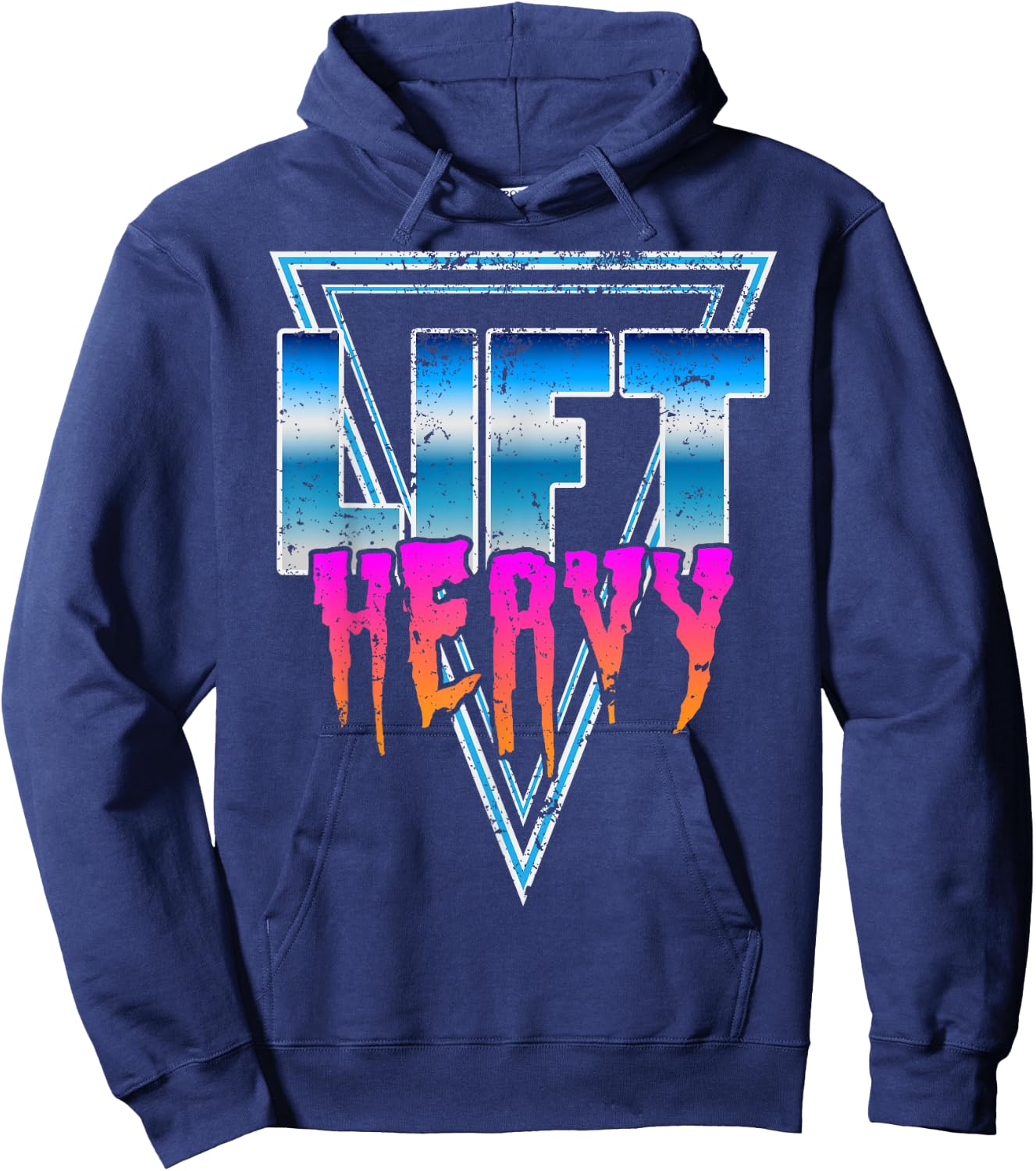 Lift Heavy Old School Retro 80's Golden Era Bodybuilding Gym Hoodie - Hoodie | Navy