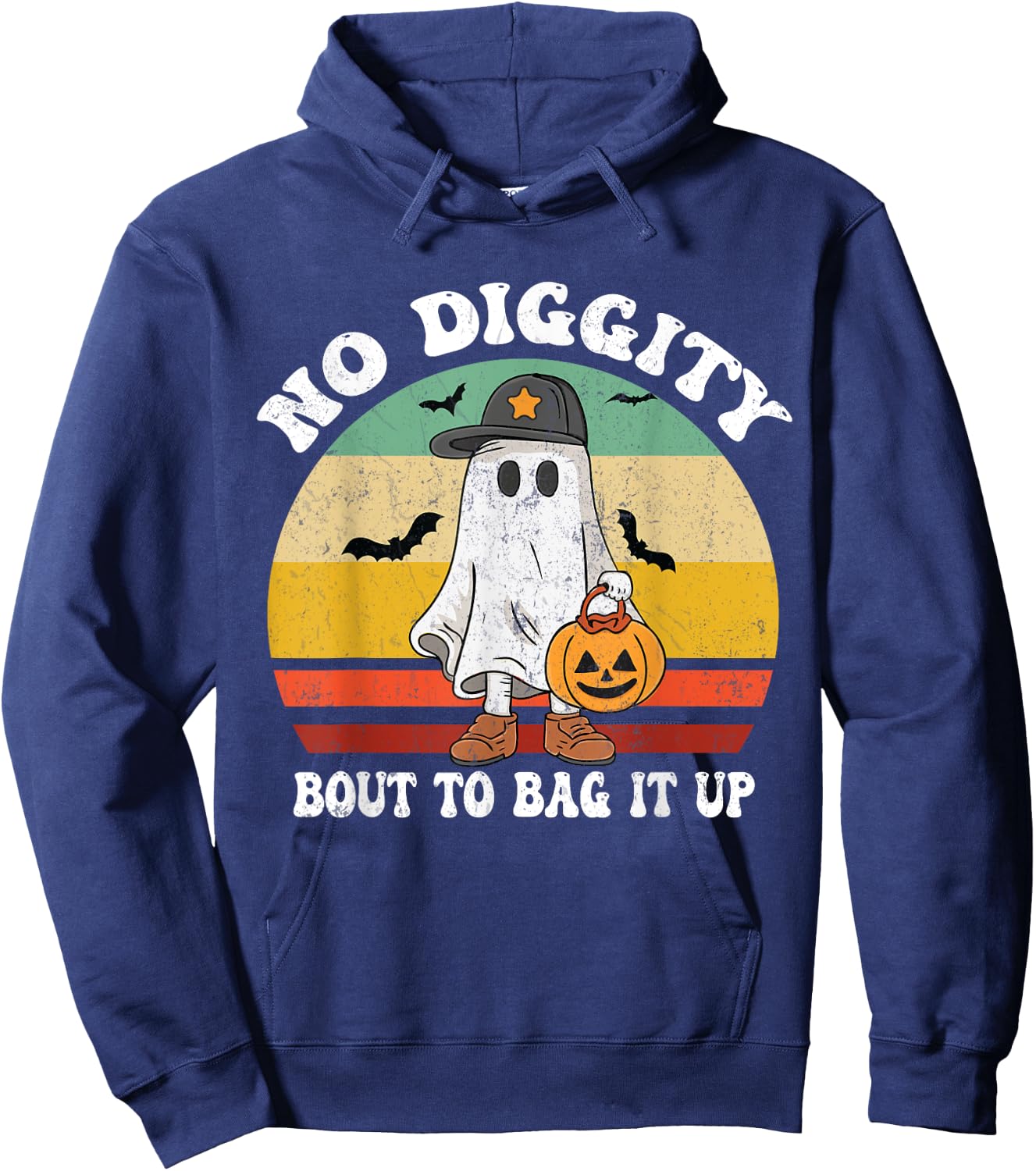 No Diggity Bout To Bag It Up Cute Ghost Halloween Hoodie - Hoodie | Navy