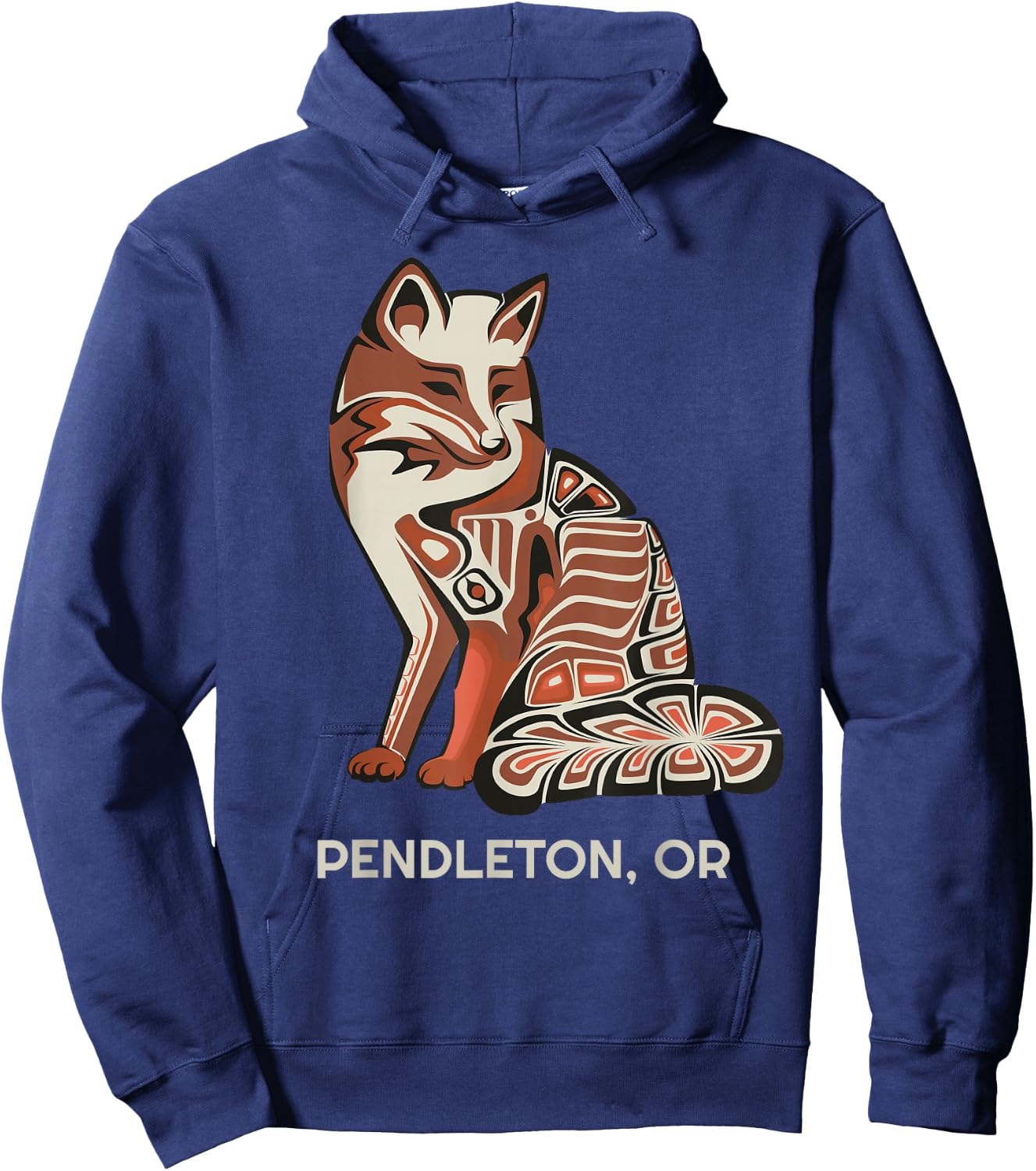 Tribal Fox Pendleton Oregon Native American Haida Style Hoodie - Hoodie | Navy