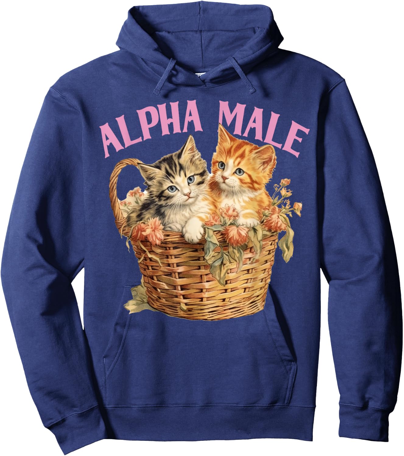 Ironic Humor Alpha Cat Male Funny Kitten Joke Weird Y2K Hoodie - Hoodie | Navy