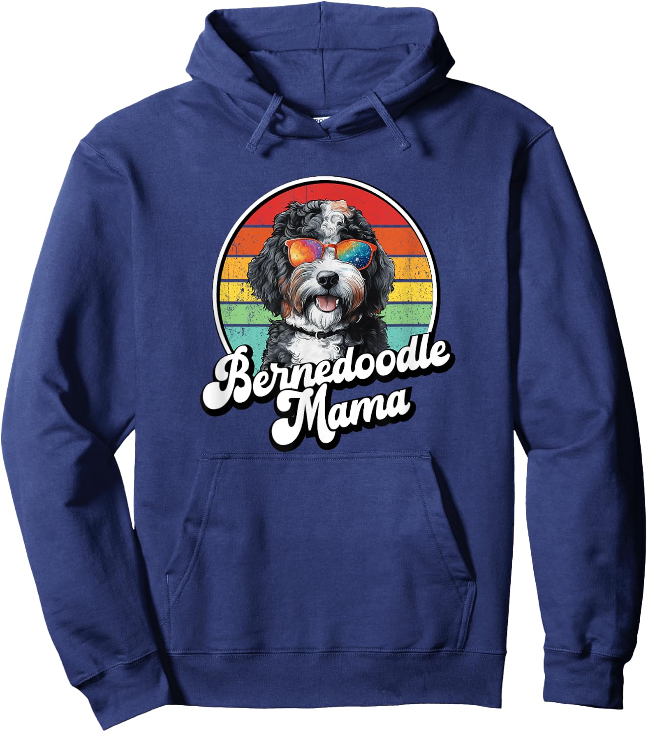 Cute Retro Vintage Mom Bernedoodle Mama Dog Lover Hoodie - Hoodie | Navy