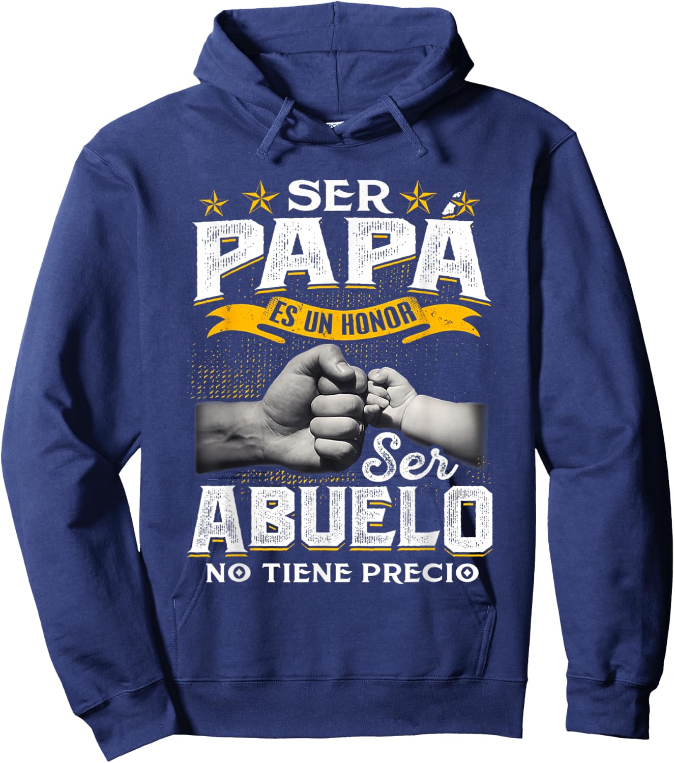 Ser Papa Es Un Honor Ser Abuelo No Tiene Precio Black Cotton 60% Polyester 40% Classic Fit Short Sleeve Collarless Hoodie - Hoodie | Navy