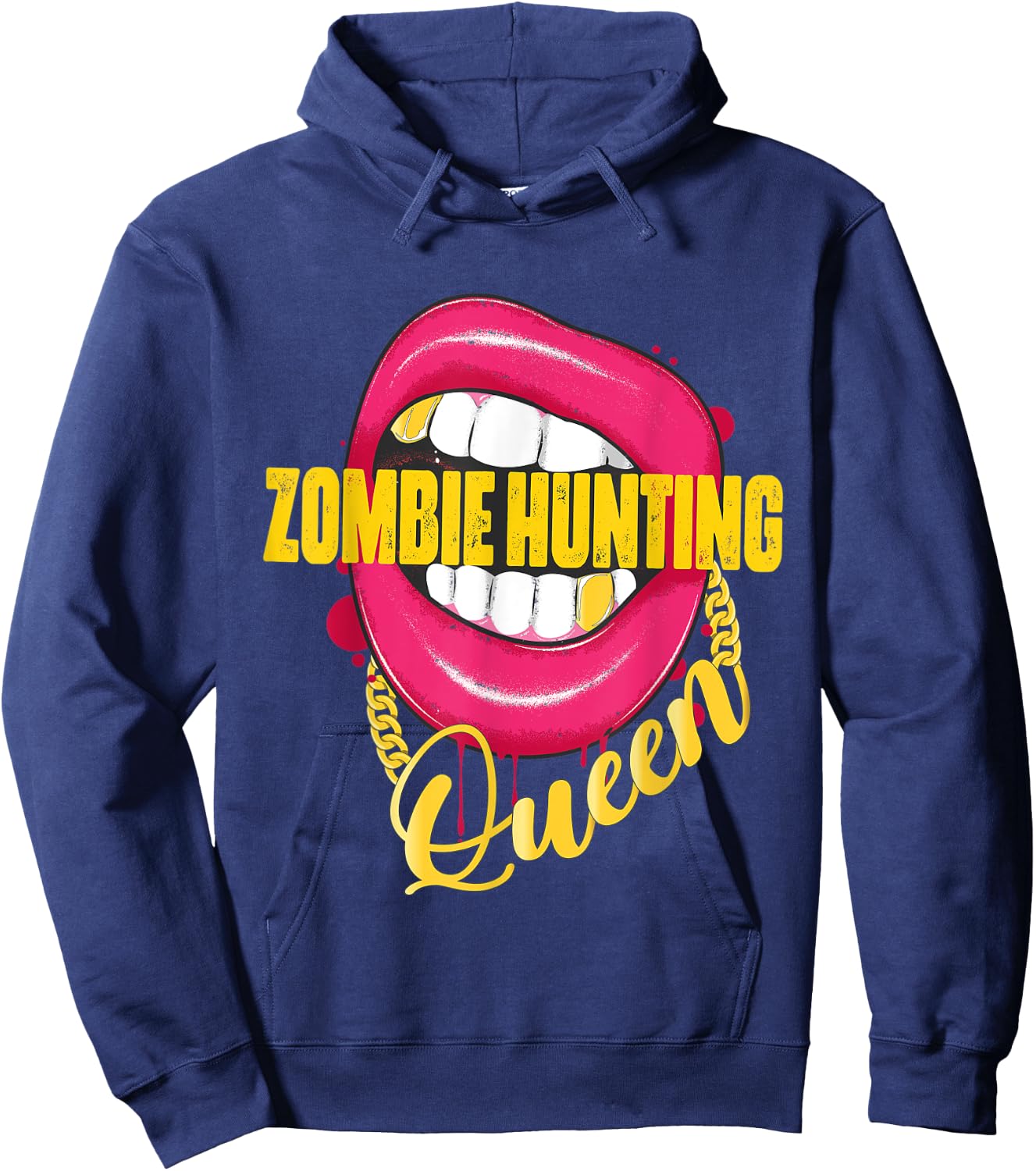 Zombie Hunting Queen Golden Necklace Zombie Hunter Hoodie - Hoodie | Navy