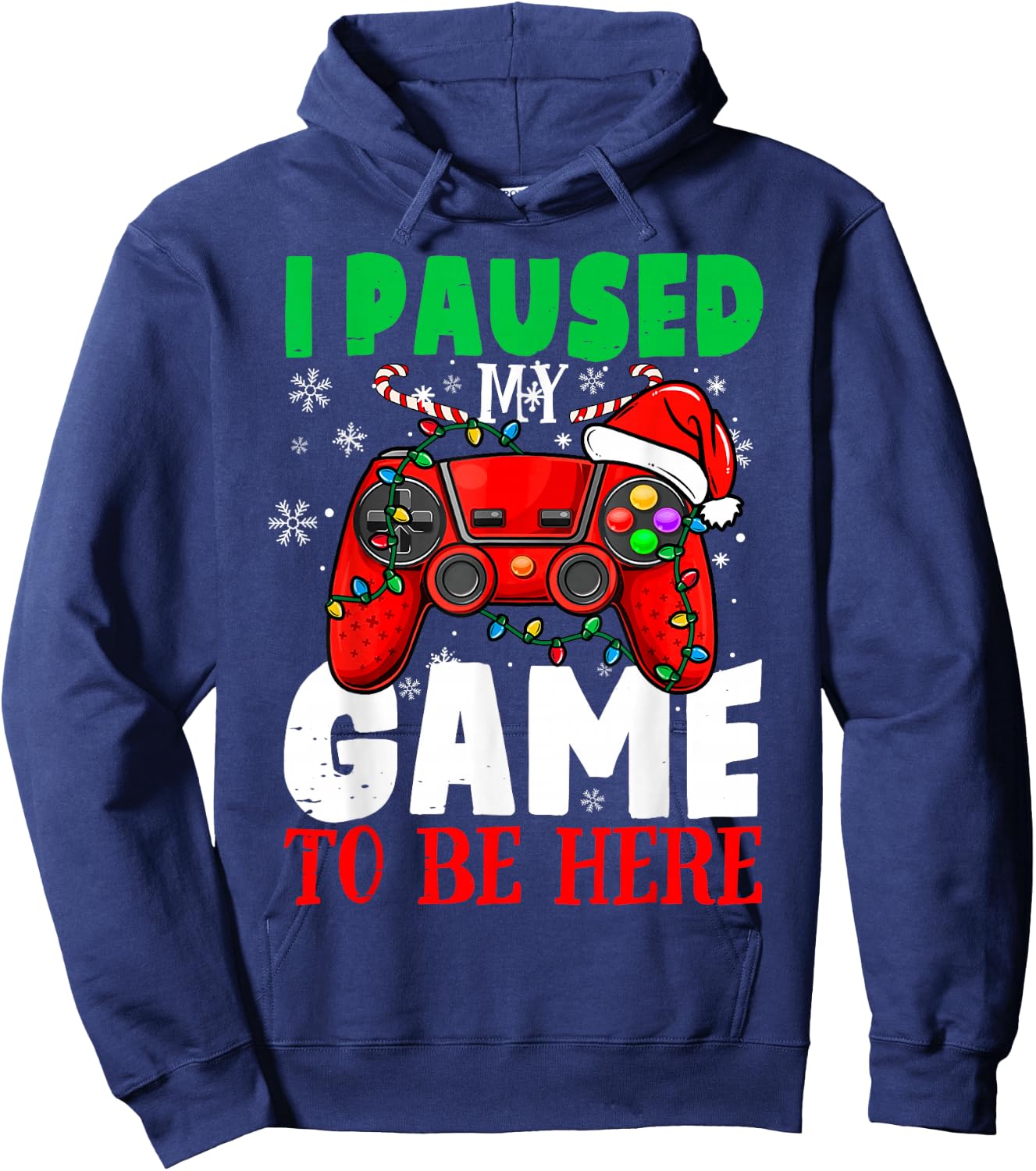 I Paused My Game To Be Here Christmas Holiday Gamer Kid Boys Hoodie - Hoodie | Navy