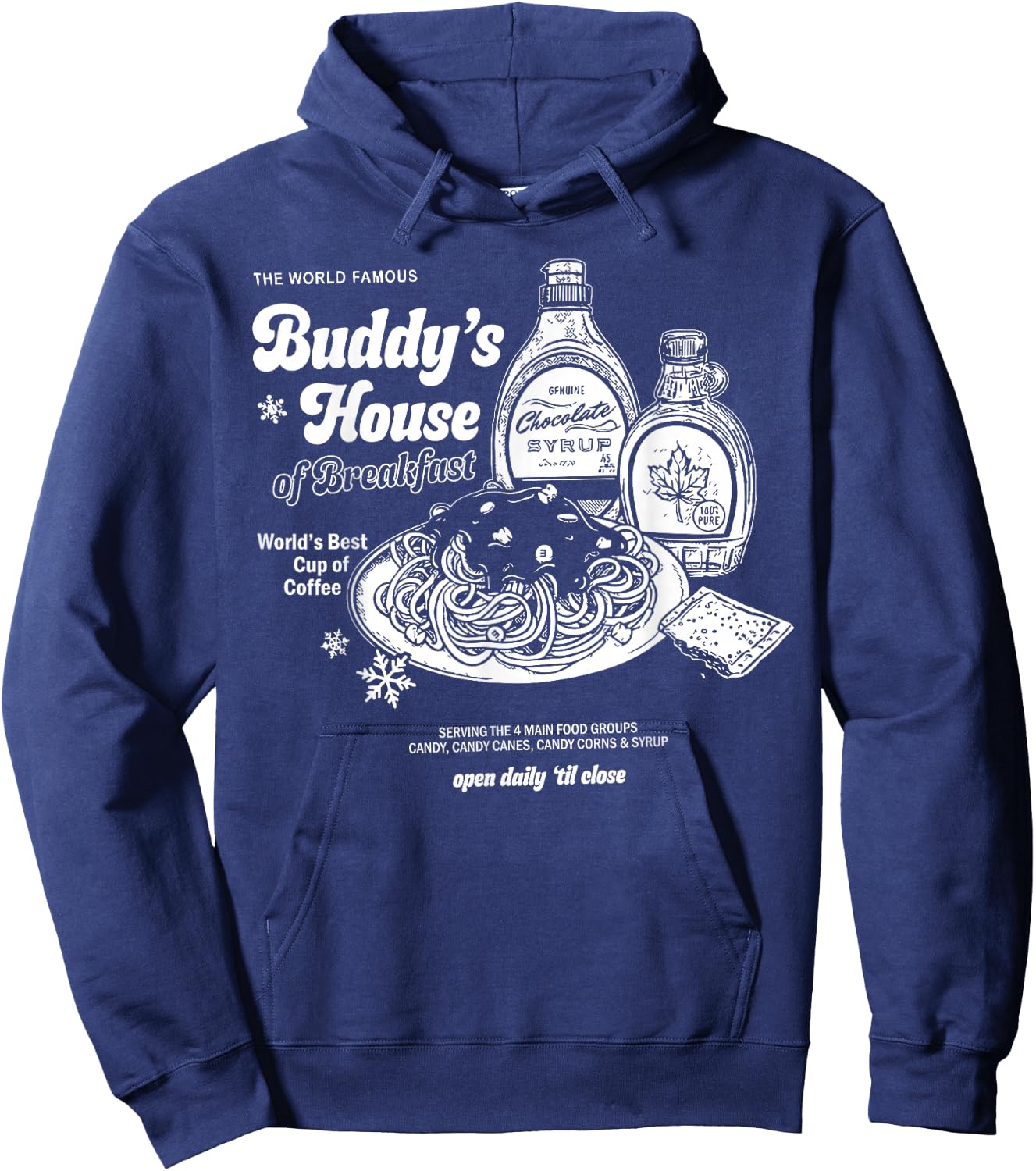 Buddys House of Breakfast Funny Cute Christmas Fitness Gym Hoodie - Hoodie | Navy