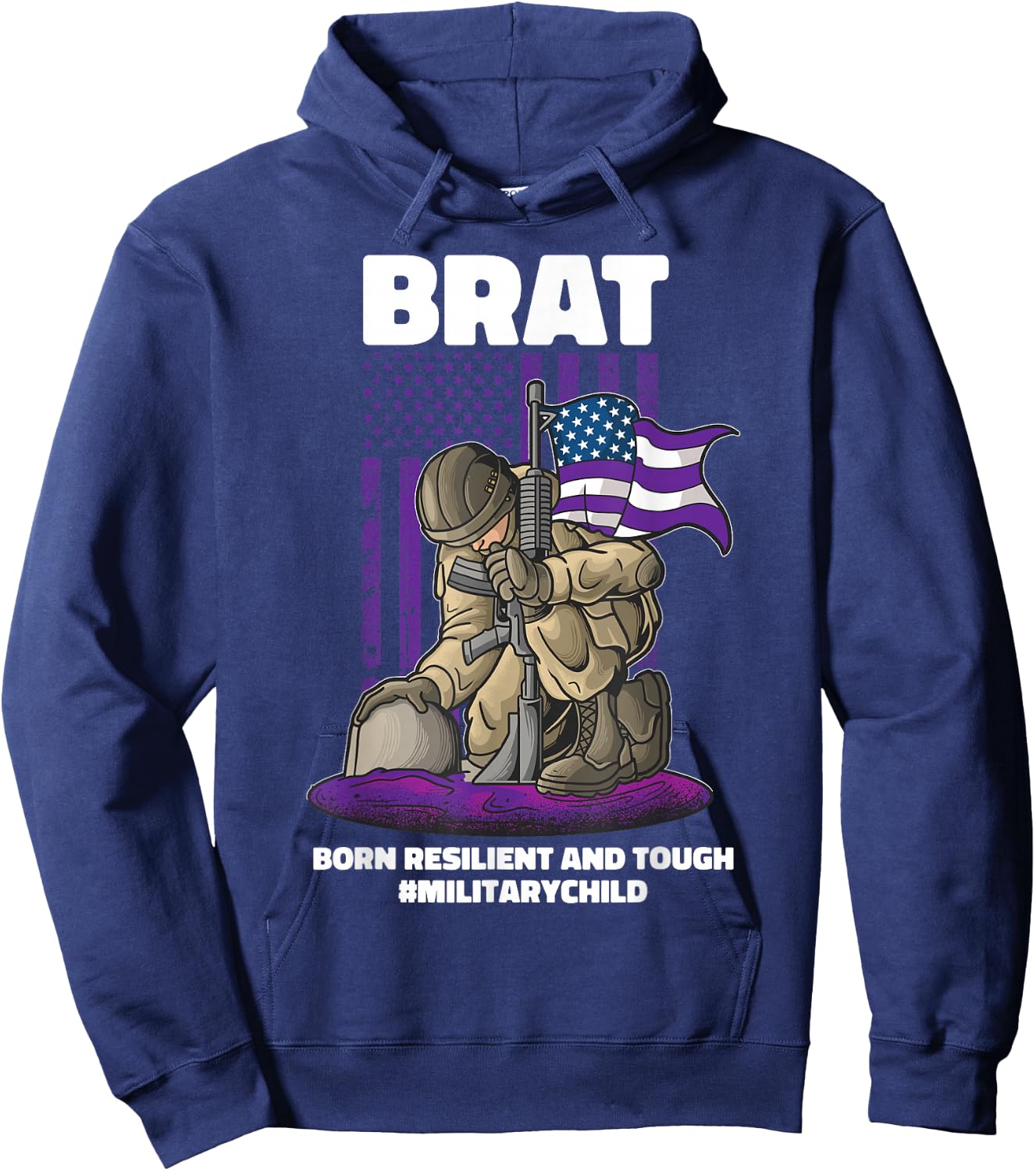 Military Child Boy Girls Brat Born Resilient And Tough Hoodie - Hoodie | Navy