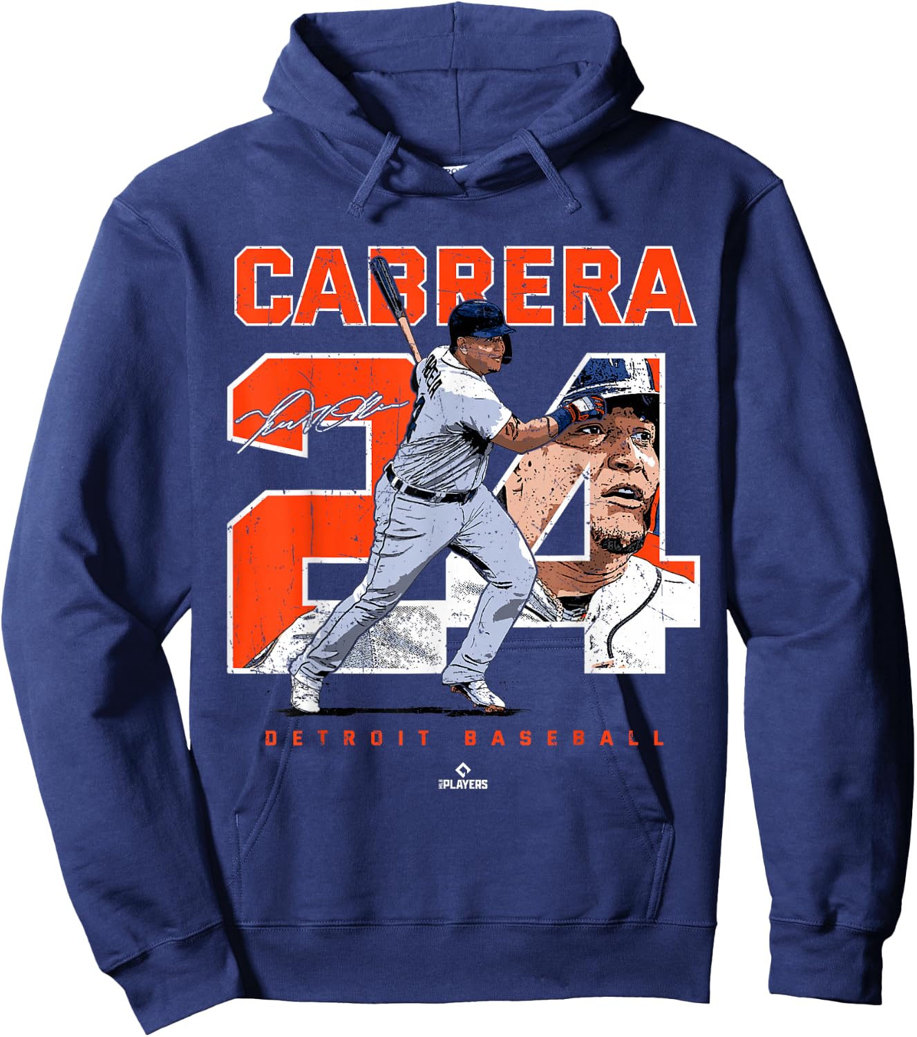 Number and Portrait Miguel Cabrera Detroit MLBPA Hoodie - Hoodie | Navy