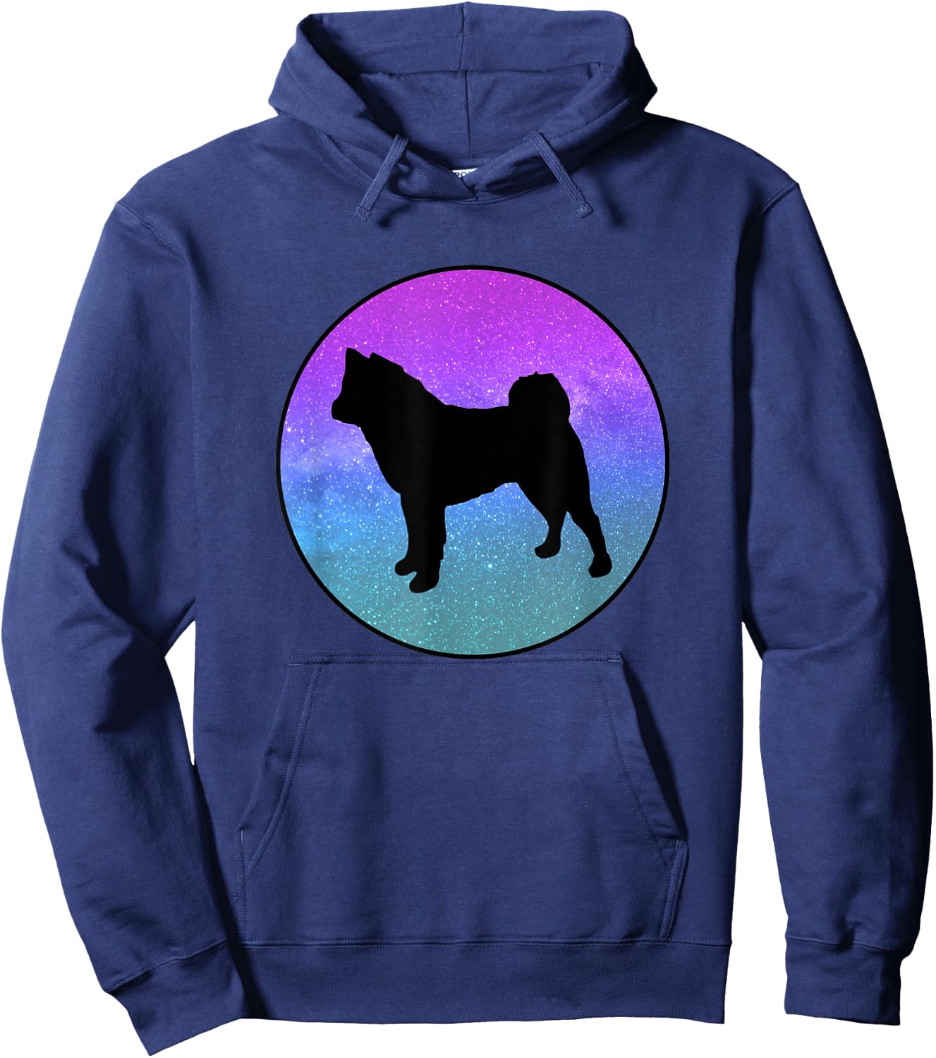 Dog Breed American Akita Dog Silhouette Space Galaxy Hoodie - Hoodie | Navy