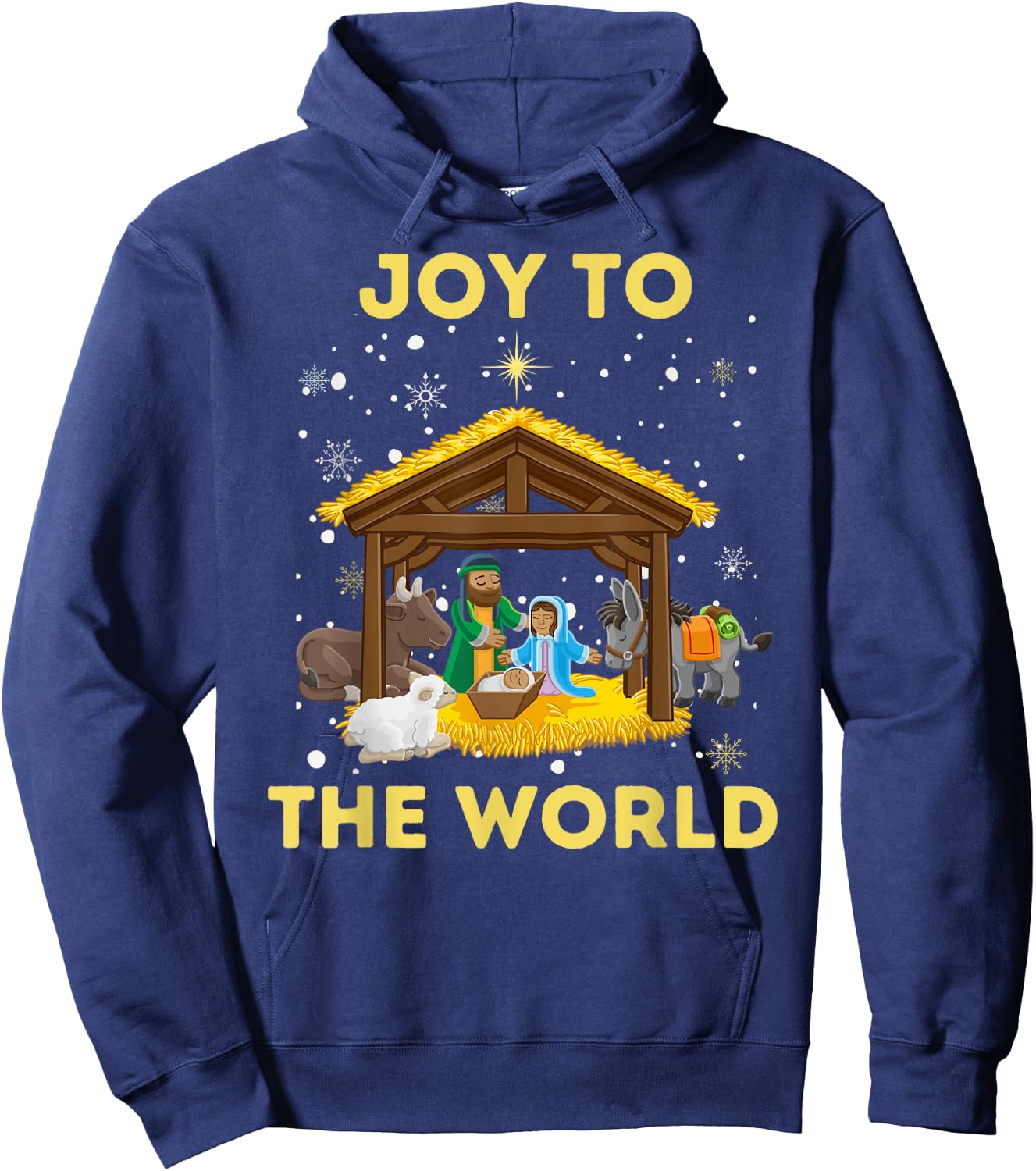 Christmas Nativity Christian Birth Of Jesus Joy To The World Hoodie - Hoodie | Navy