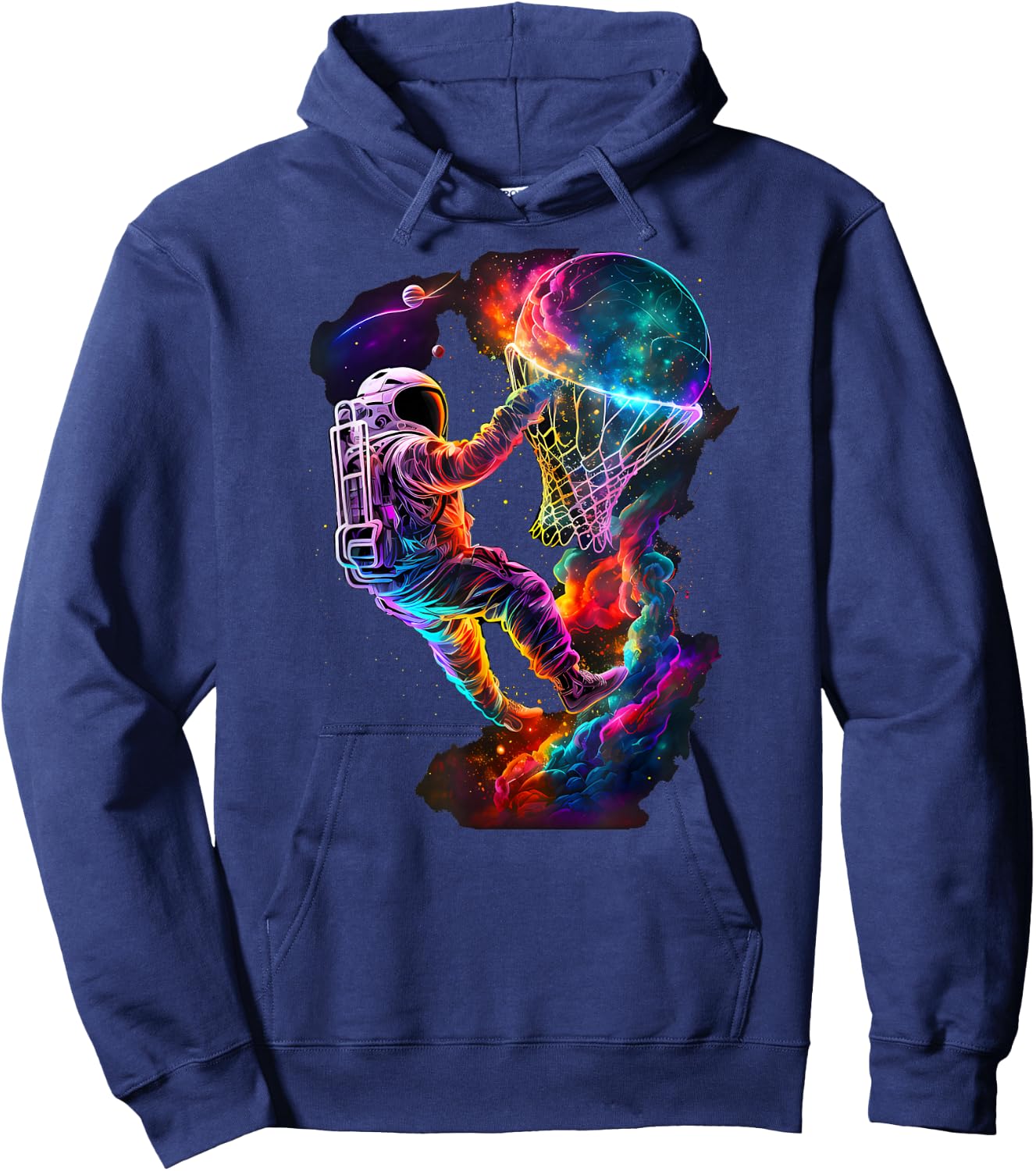 Astronaut Dunking a Basketball Player Outer Space Cosmic Hoodie - Hoodie | Navy