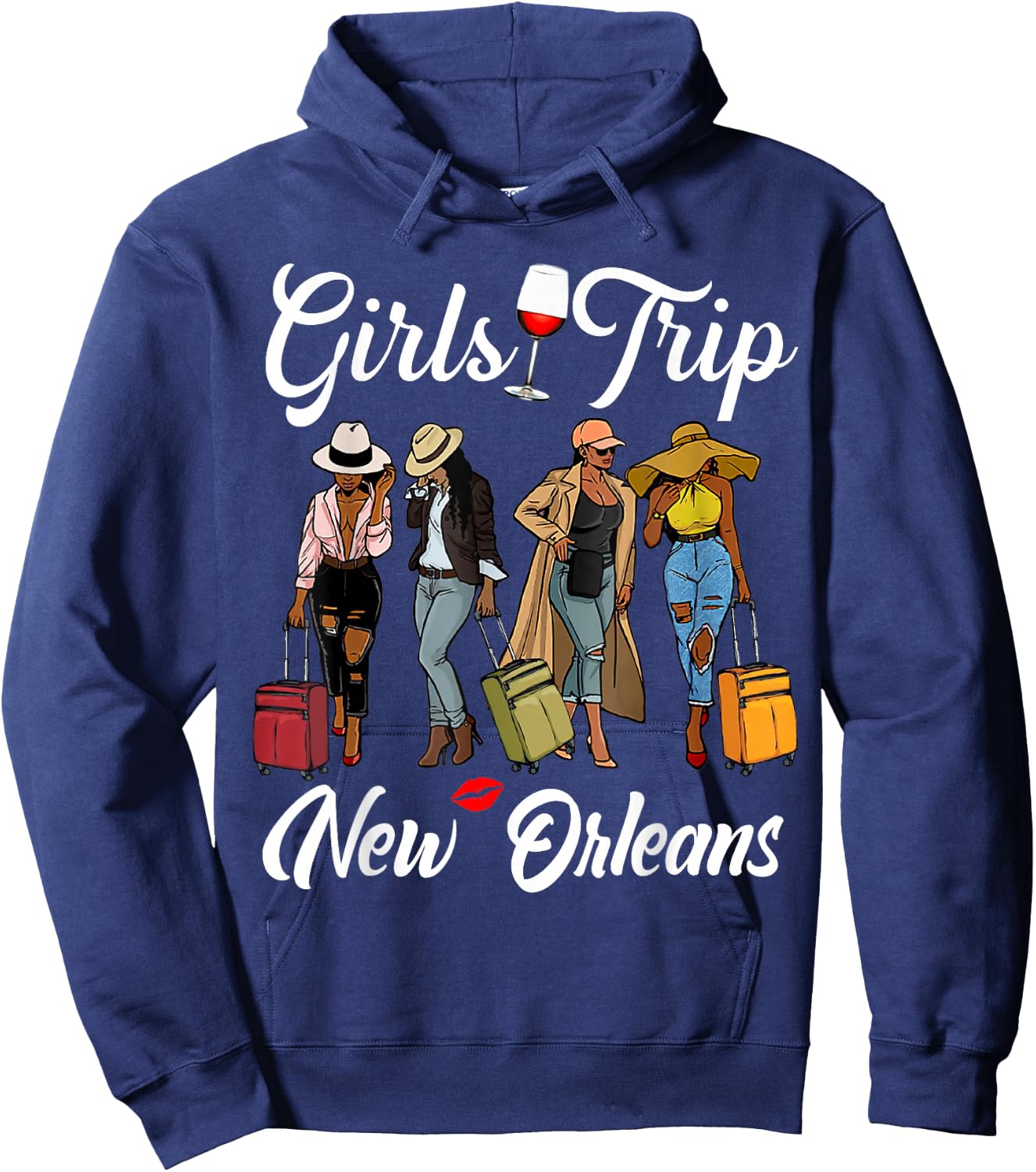 Girls Trip New Orleans Vacation Funny Black Women Queen Hoodie - Hoodie | Navy