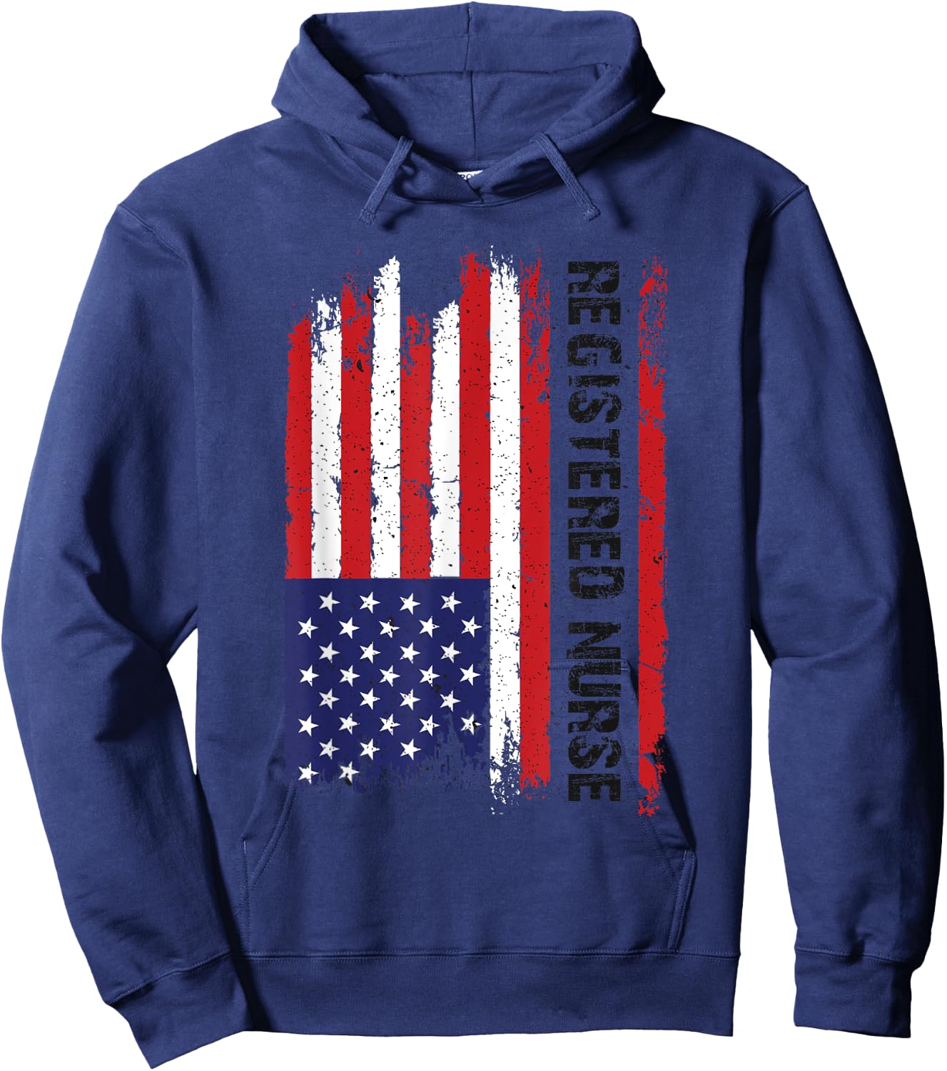 Vintage USA RN Registered Nurse American Flag Patriotic Women Men Hoodie - Hoodie | Navy