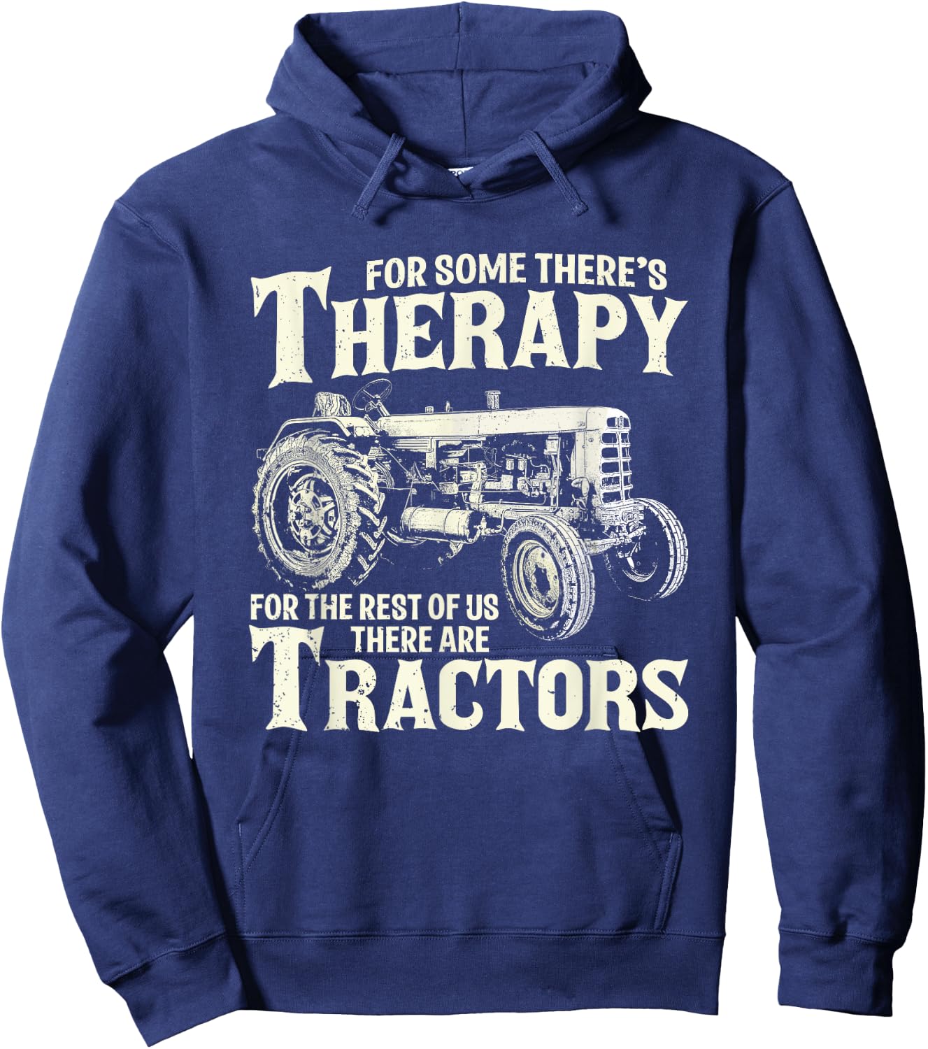 Funny Tractor Farmer Therapy Vintage Farm Tractor Farming Hoodie - Hoodie | Navy