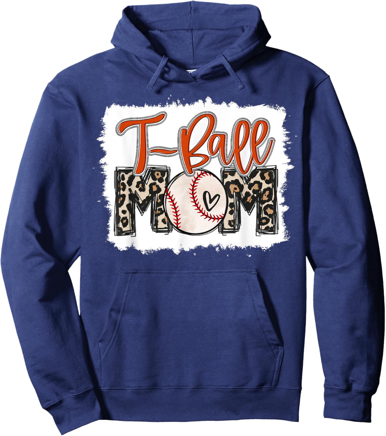 T-Ball Mom Ball Leopard Print Mama Squad Orange Team Hoodie - Hoodie | Navy