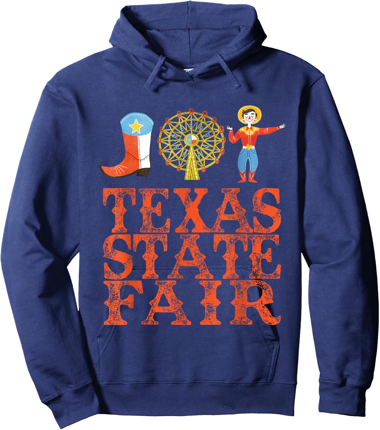Texas FAIR, State FAIR Cowboy, Ferris Wheel, County FAIR Hoodie - Hoodie | Navy