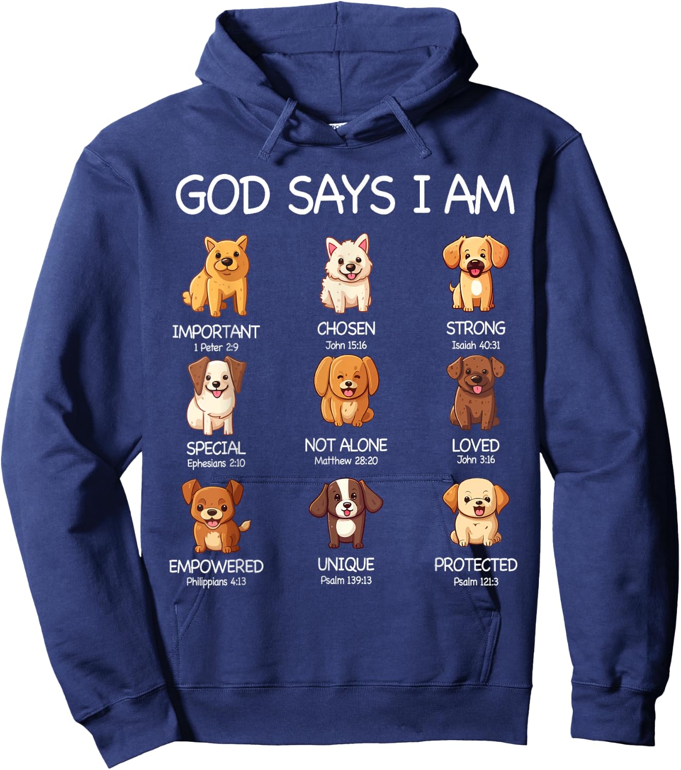 God Says I Am Cute Dogs Bible Verse Christian Boys Girls Hoodie - Hoodie | Navy