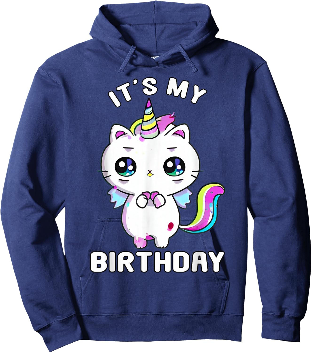 It's My Birthday Caticorn Meowgical Cat Kittycorn Unicorn Women Kids Hoodie - Hoodie | Navy