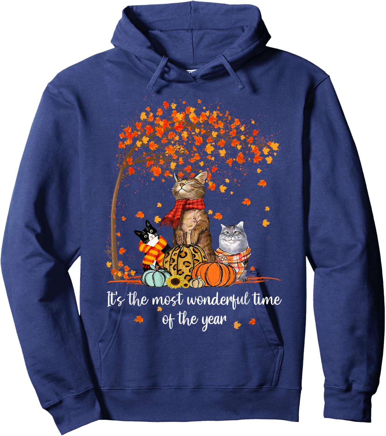 It's The Most Wonderful Time Of The Year Family Cats Autumn Hoodie - Hoodie | Navy