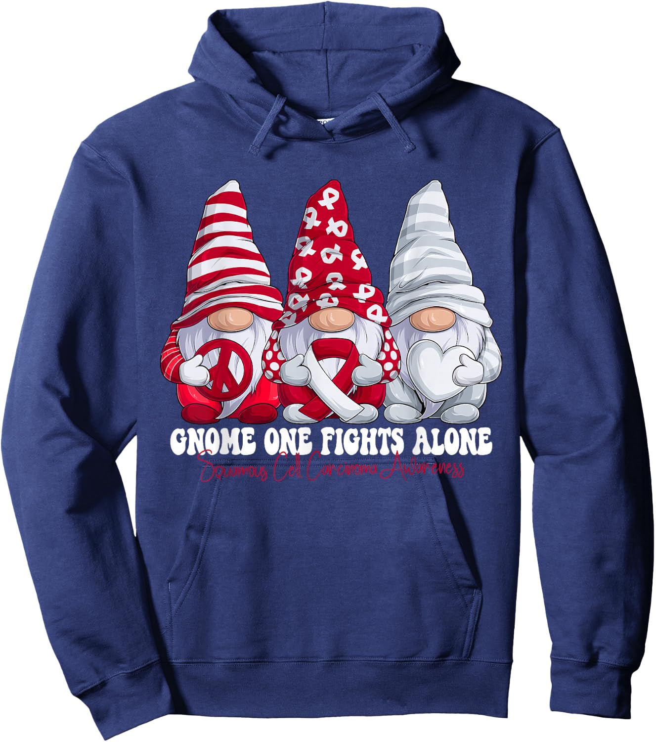 Funny Gnomies Squamous Cell Carcinoma Awareness Month Ribbon Hoodie - Hoodie | Navy