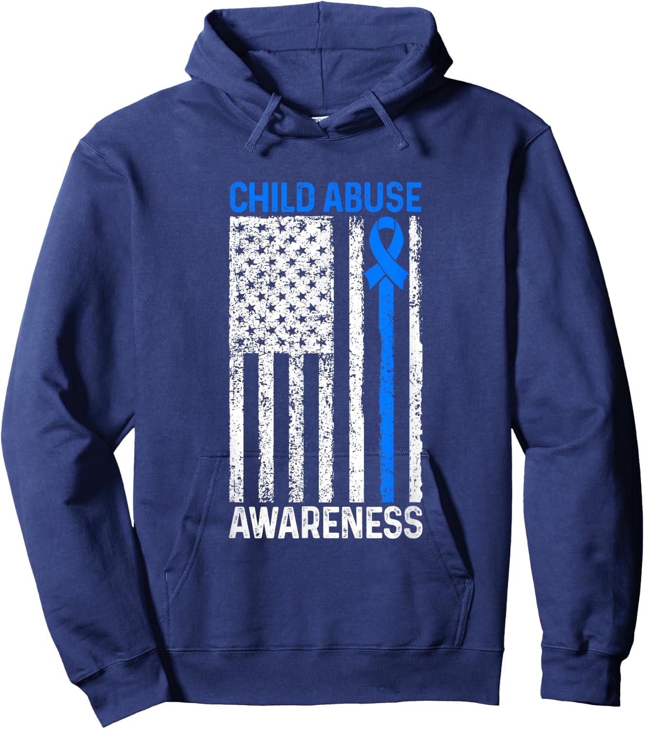 Child Abuse Awareness US Flag Child Abuse Prevention Month Hoodie - Hoodie | Navy