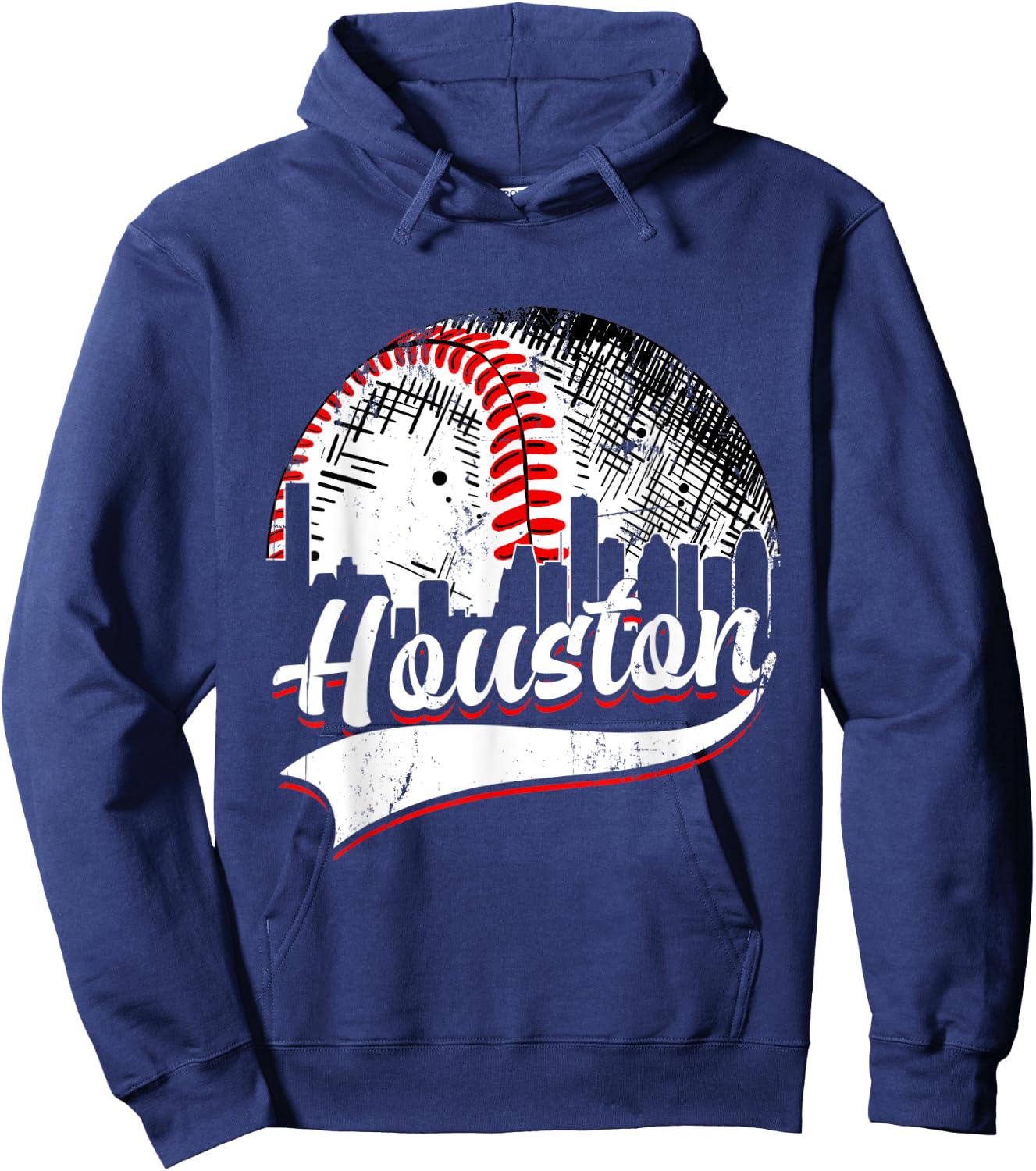 Vintage Houston Baseball Lover Men Women Game Day Hoodie - Hoodie | Navy