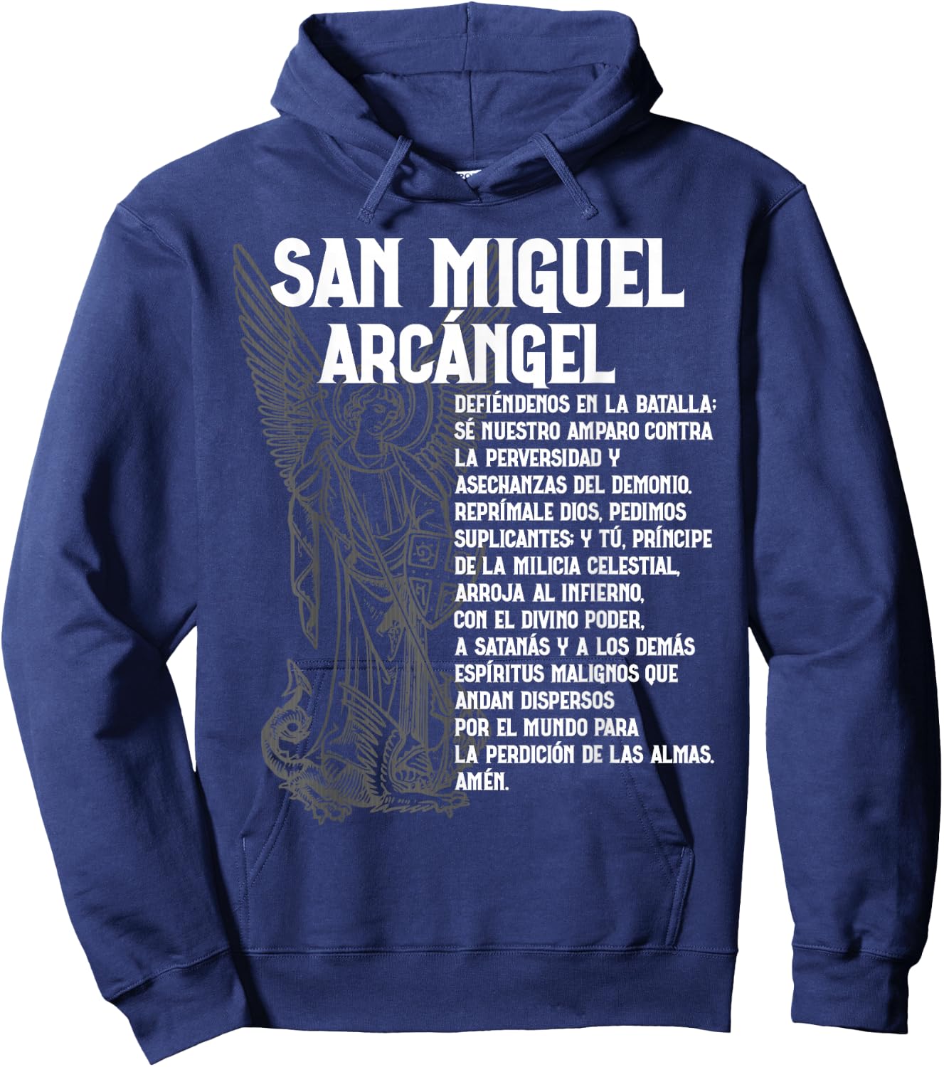 Miguel Arcangel Oracion San St Saint Michael Spanish Espanol Hoodie - Hoodie | Navy