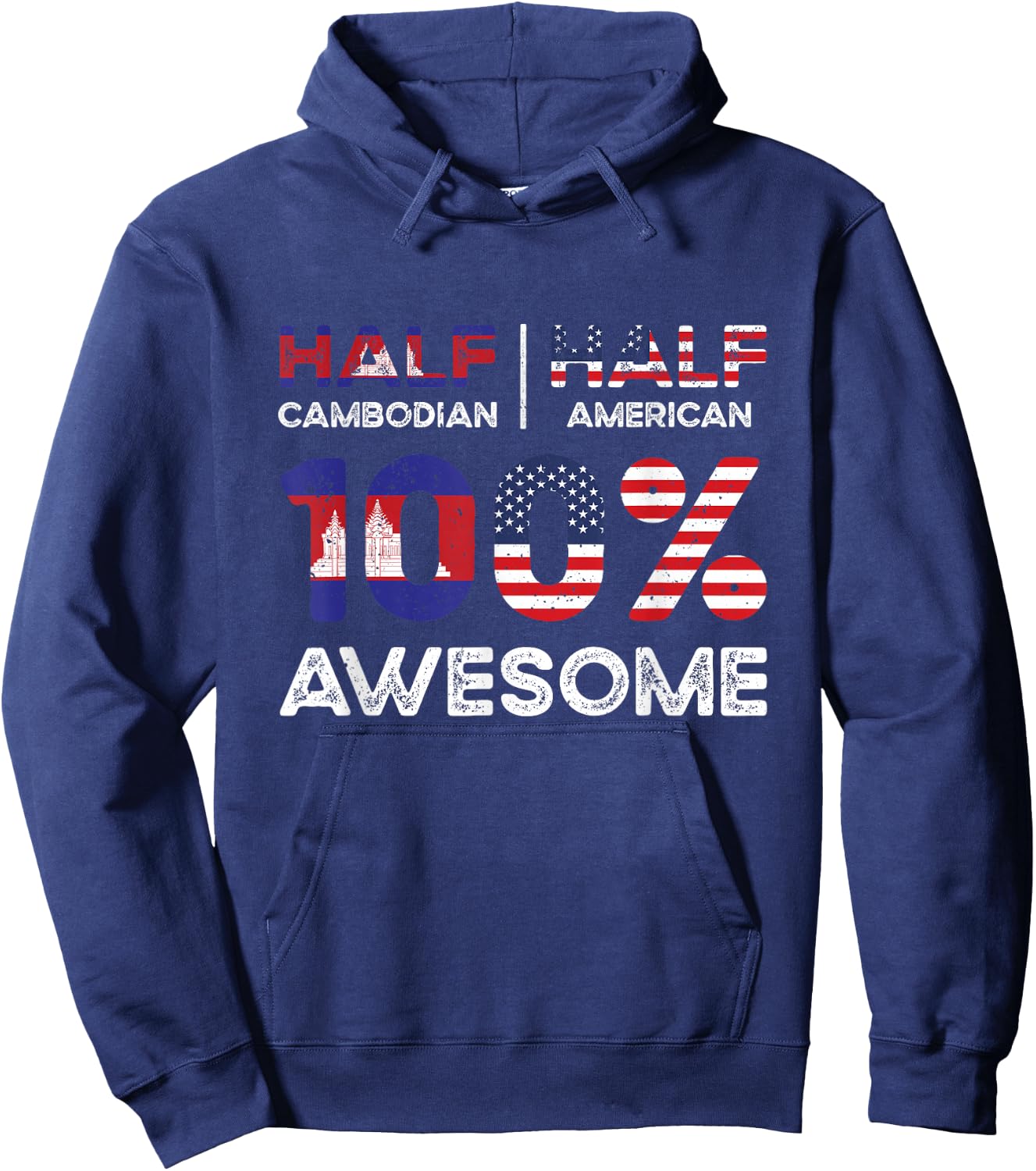Cambodian American Patriot USA Grown Cambodia US Flag Hoodie - Hoodie | Navy