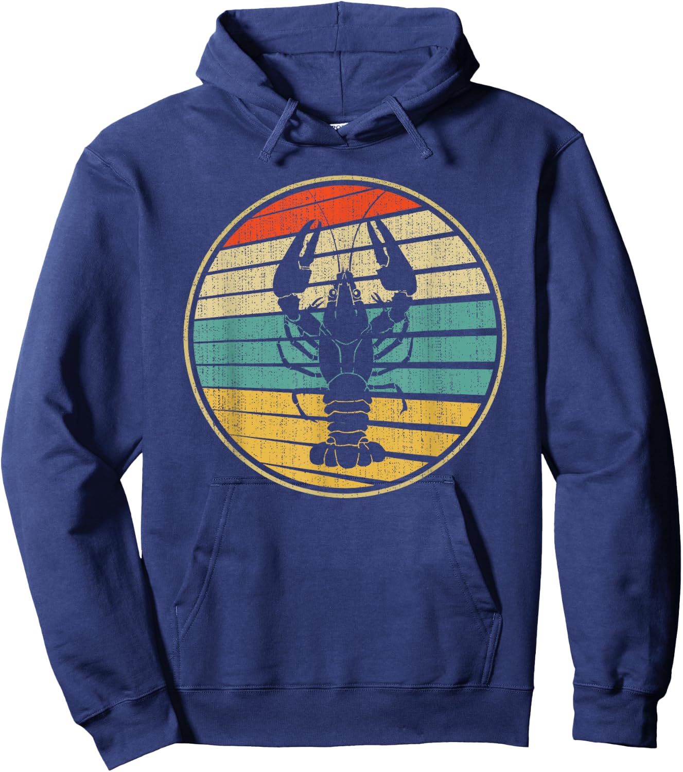 Retro Style Vintage Sea Crawfish Lobster Silhouette 60s 70s Hoodie - Hoodie | Navy