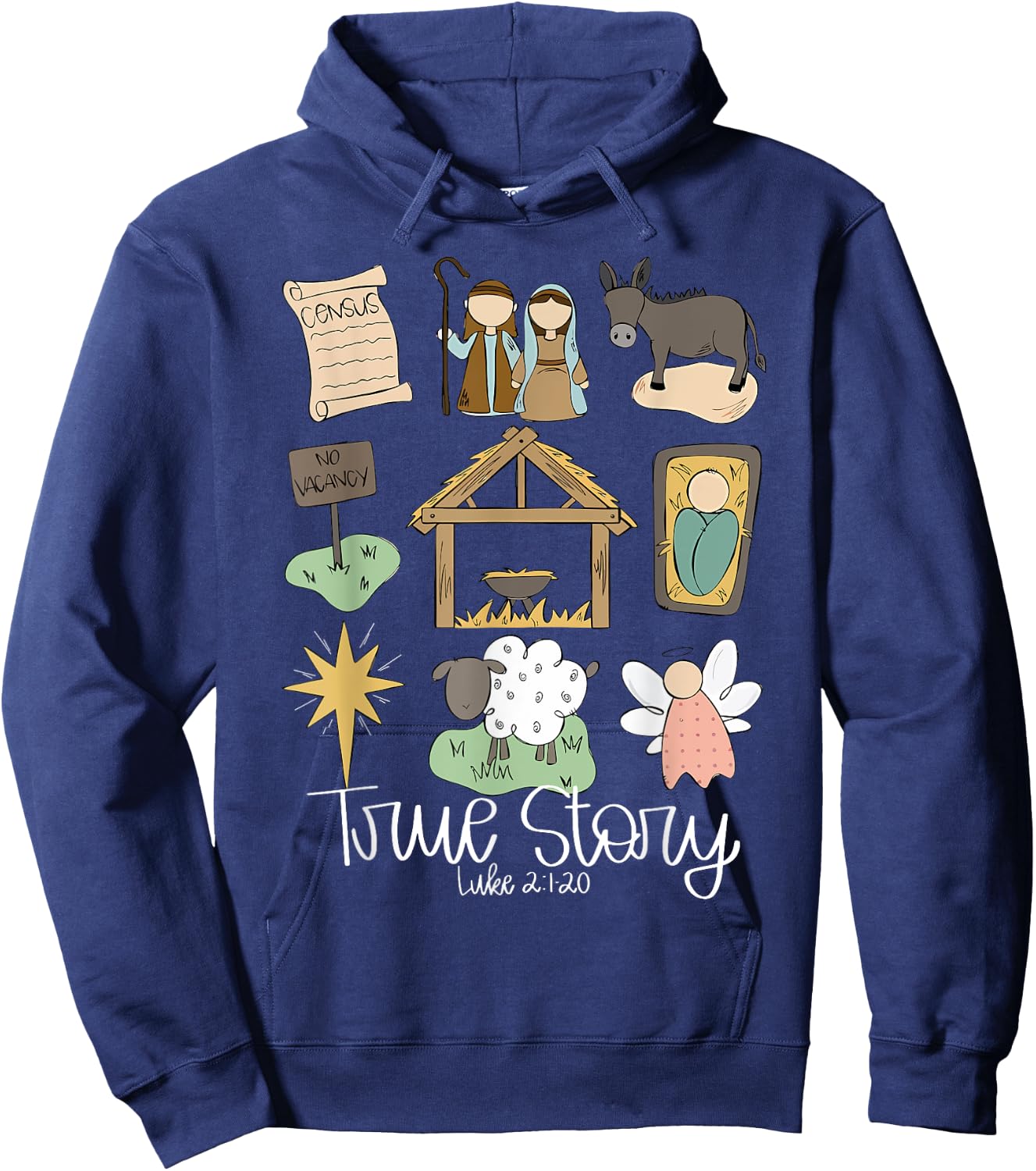 True Story Nativity Christmas Baby God Jesus Christian Hoodie - Hoodie | Navy
