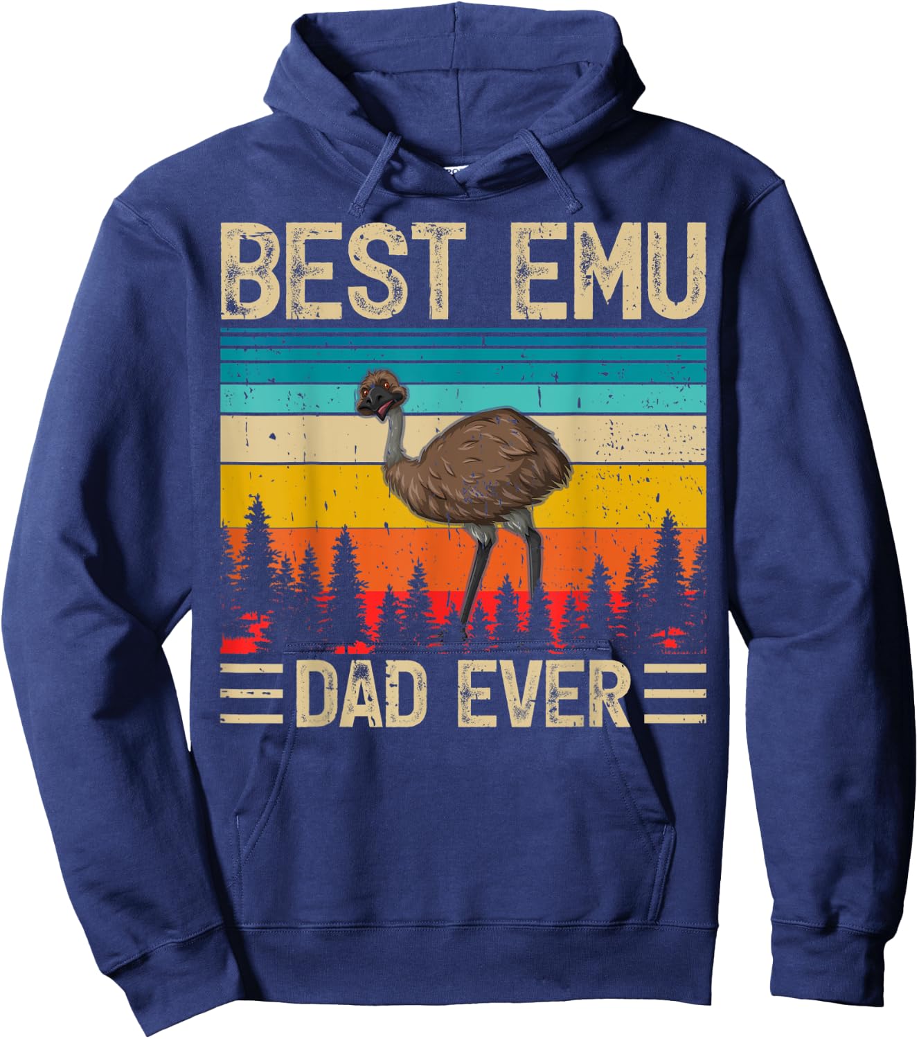 Emu Bird Vintage Funny Best Emu Dad Ever Father's Day Hoodie - Hoodie | Navy