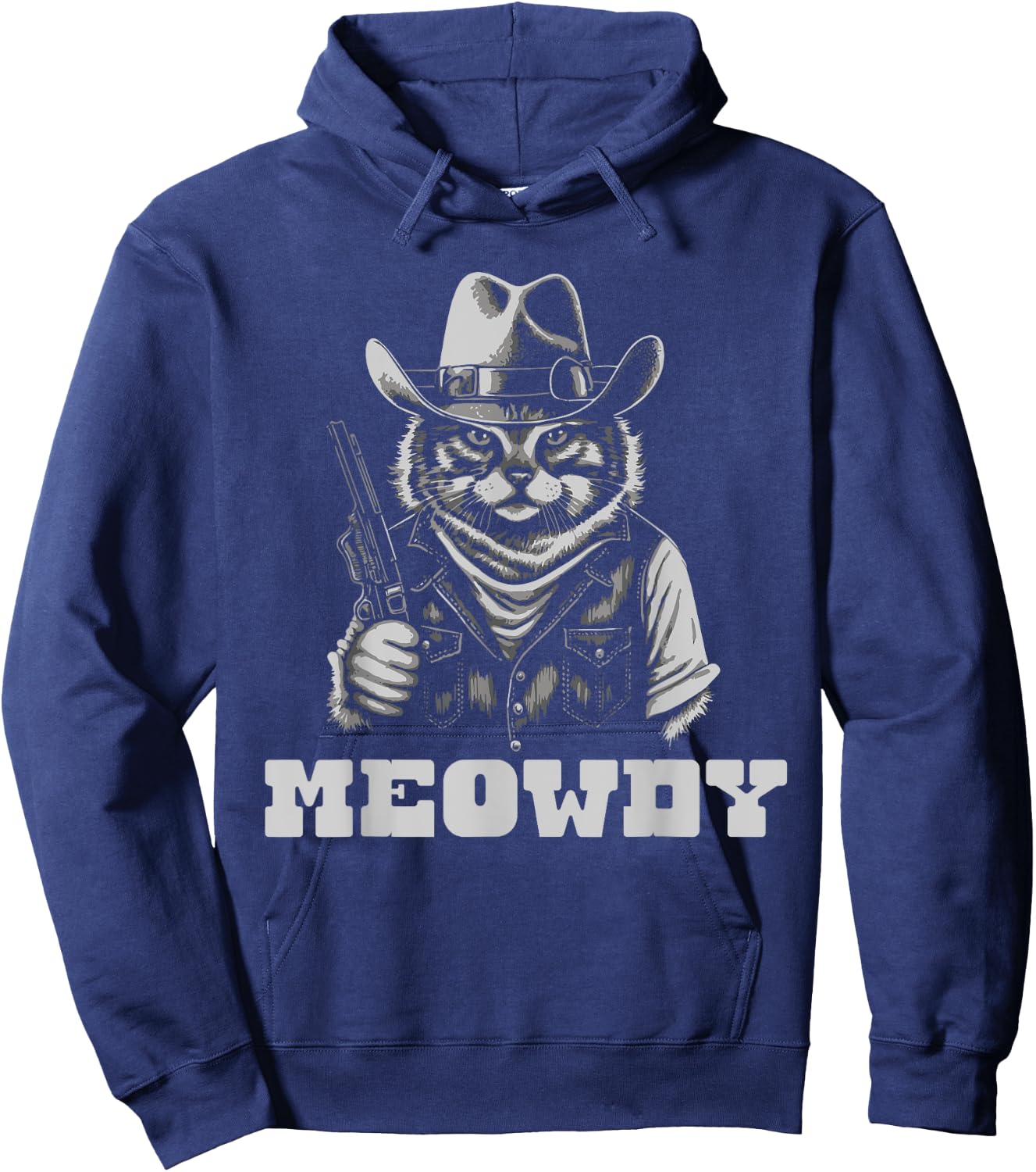 Meowdy Outlaw Funny Country Music Cat Cowboy Hat Vintage Hoodie - Hoodie | Navy