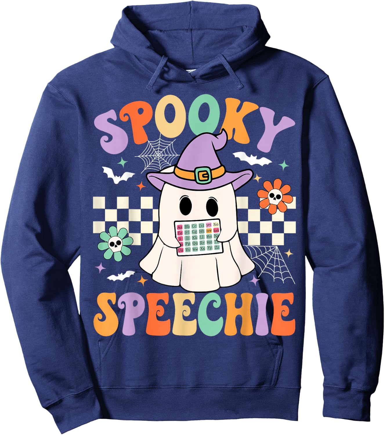 Spooky Speechie Speech Therapy Halloween Retro SLP Halloween Hoodie - Hoodie | Navy