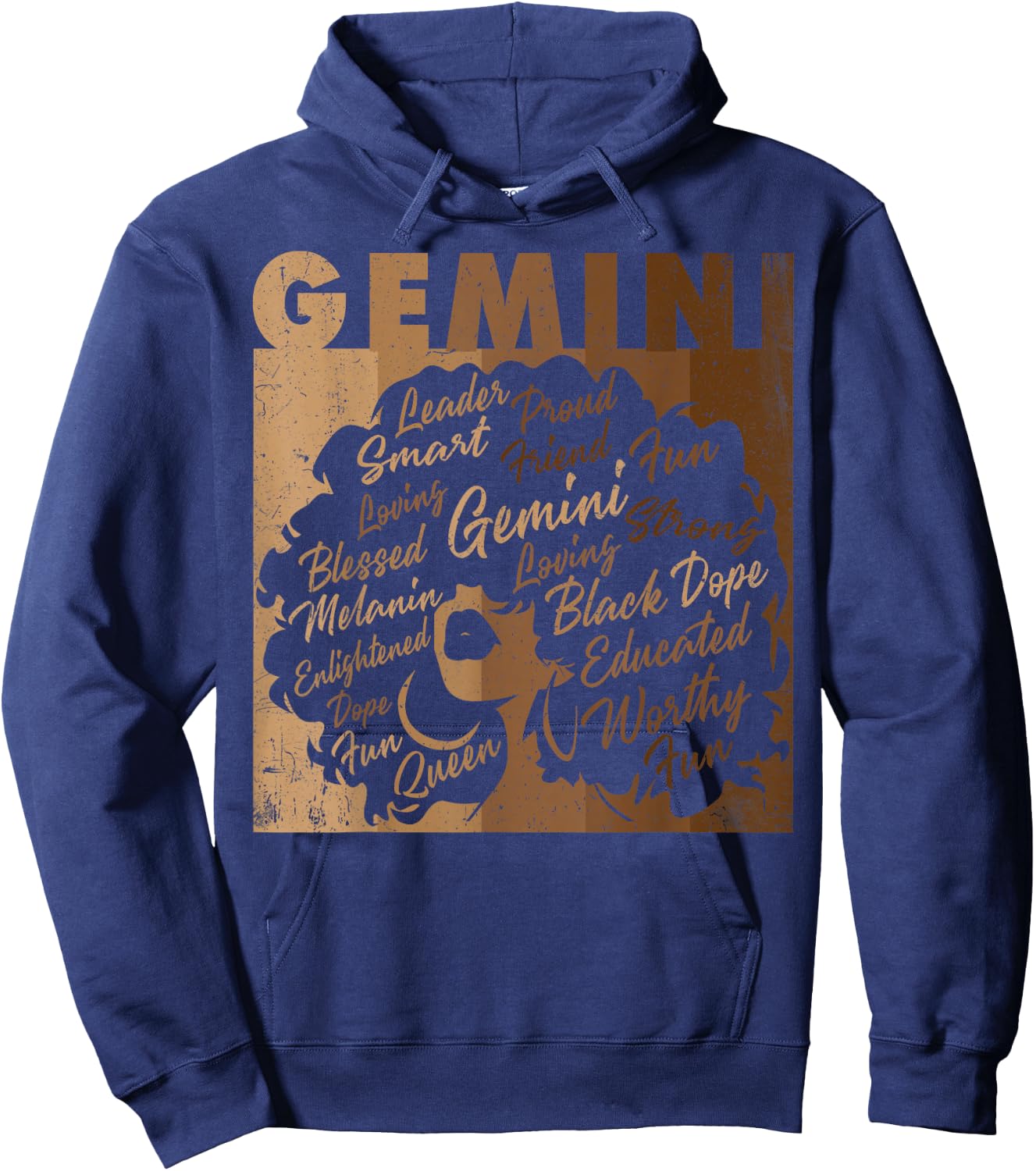 Gemini Girl African American Women Melanin Birthday Hoodie - Hoodie | Navy
