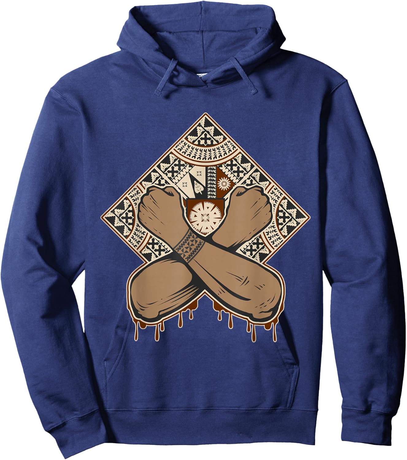 Fiji Islands Abstract Masi Authentic Summer Vest Tapa Hoodie - Hoodie | Navy
