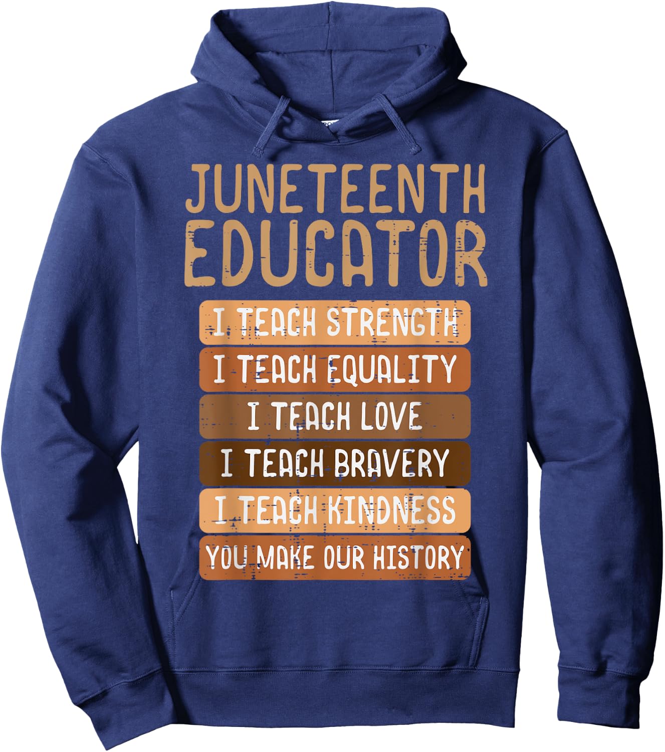 Juneteenth Educator Teach Strength Melanin Teacher Men Women Hoodie - Hoodie | Navy