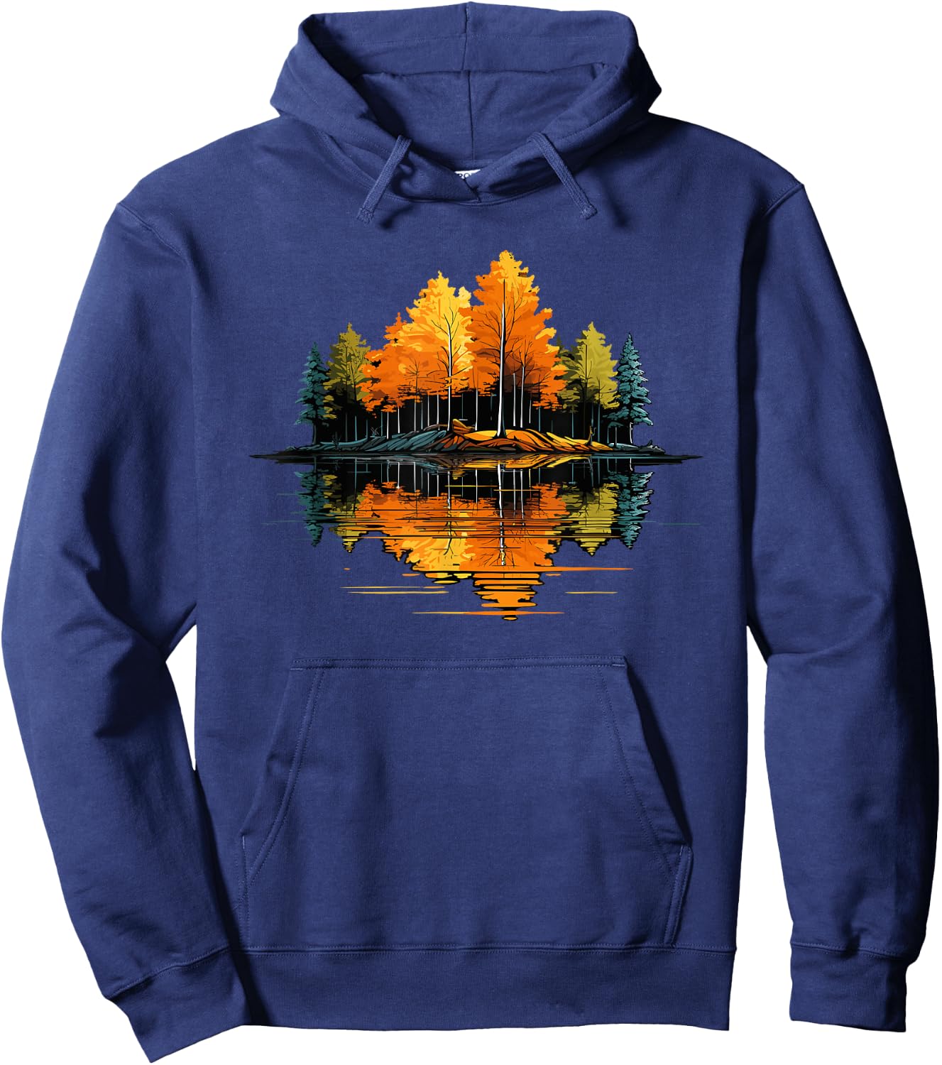 Nature Reflection Forest Trees Outdoor Wildlife Hoodie - Hoodie | Navy