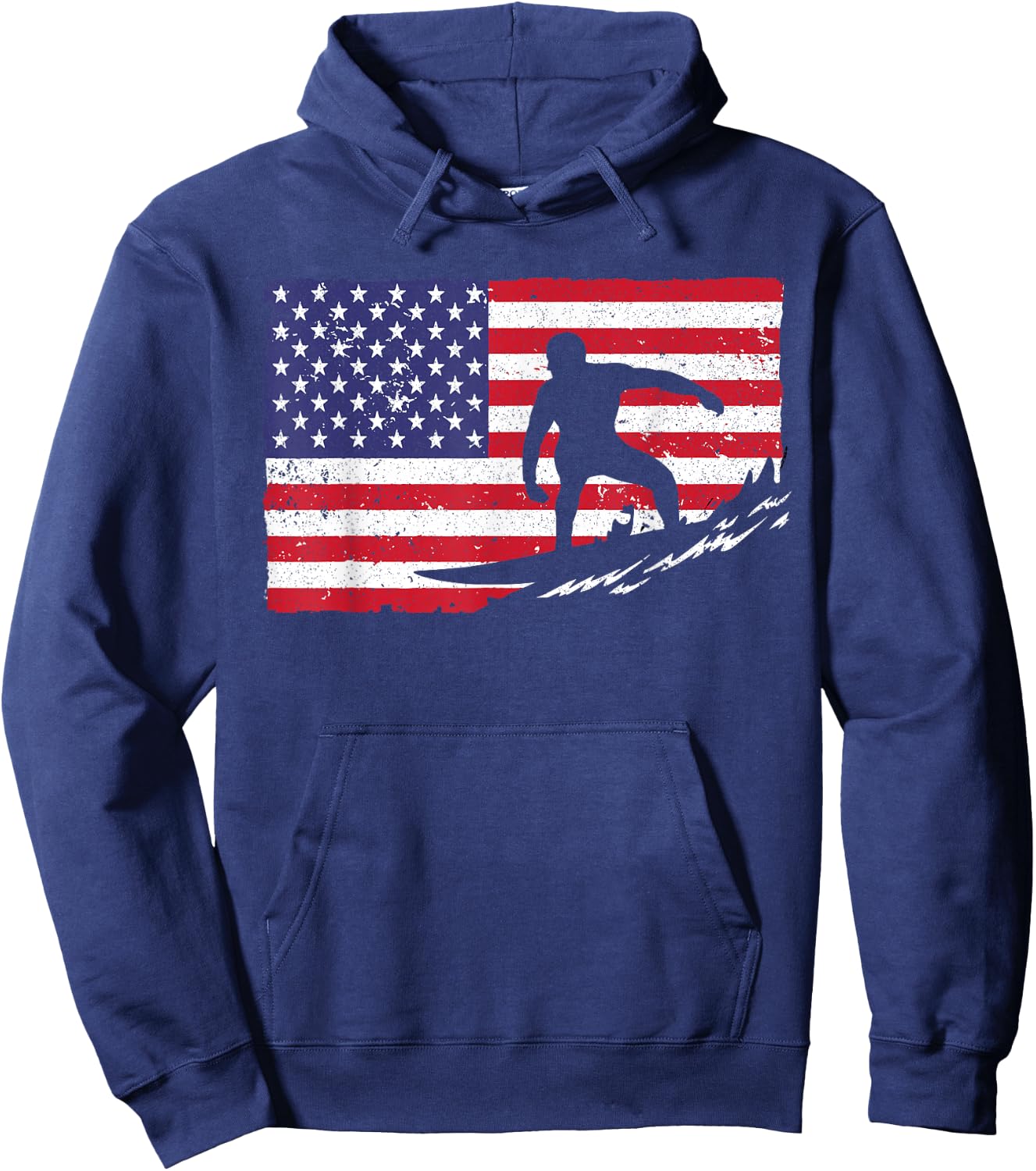 Cool Surfing Women 4th of July American Flag Surfer Hoodie - Hoodie | Navy