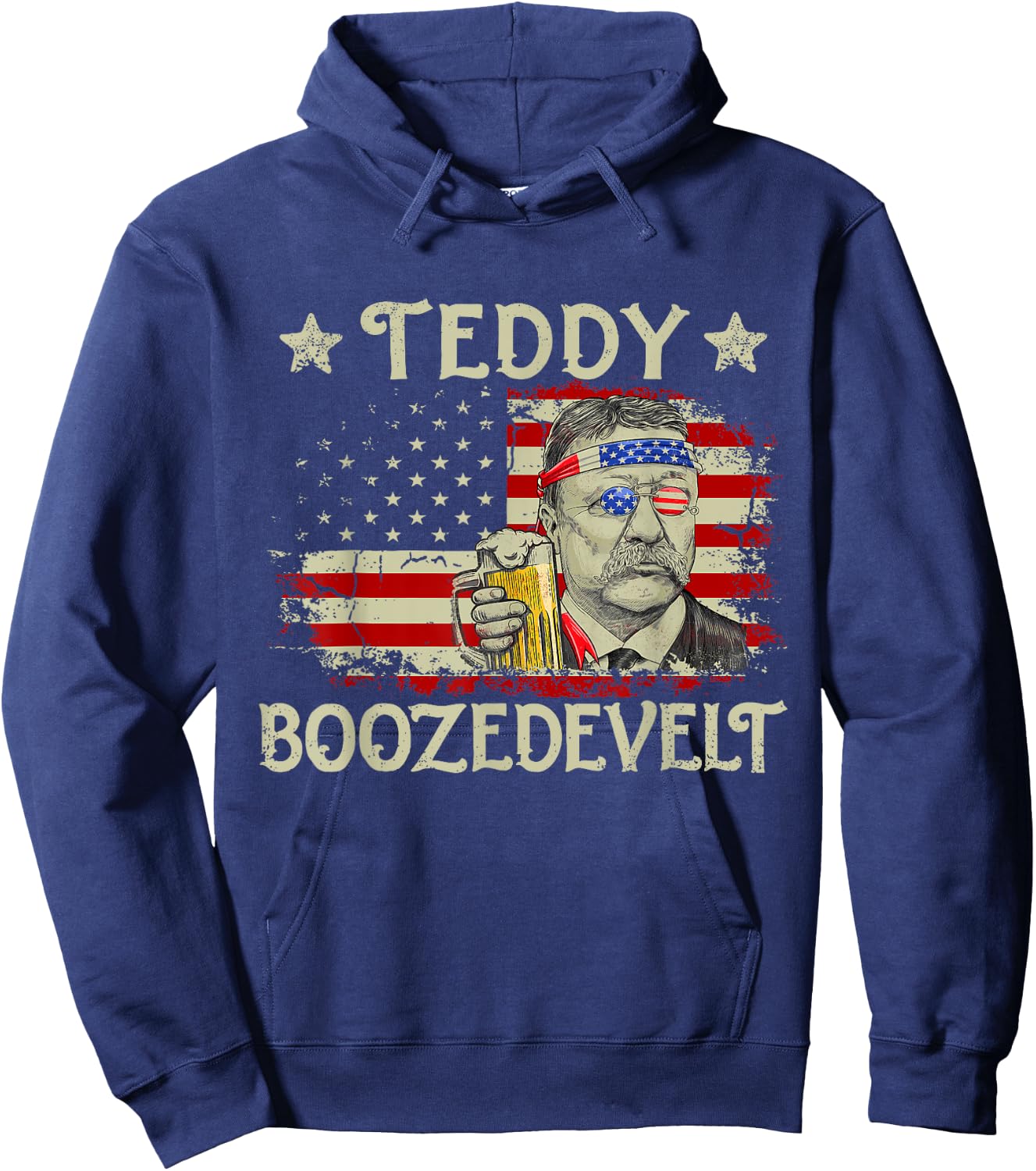 Teddy Boozedevelt Funny Beer Drinking US President Hoodie - Hoodie | Navy