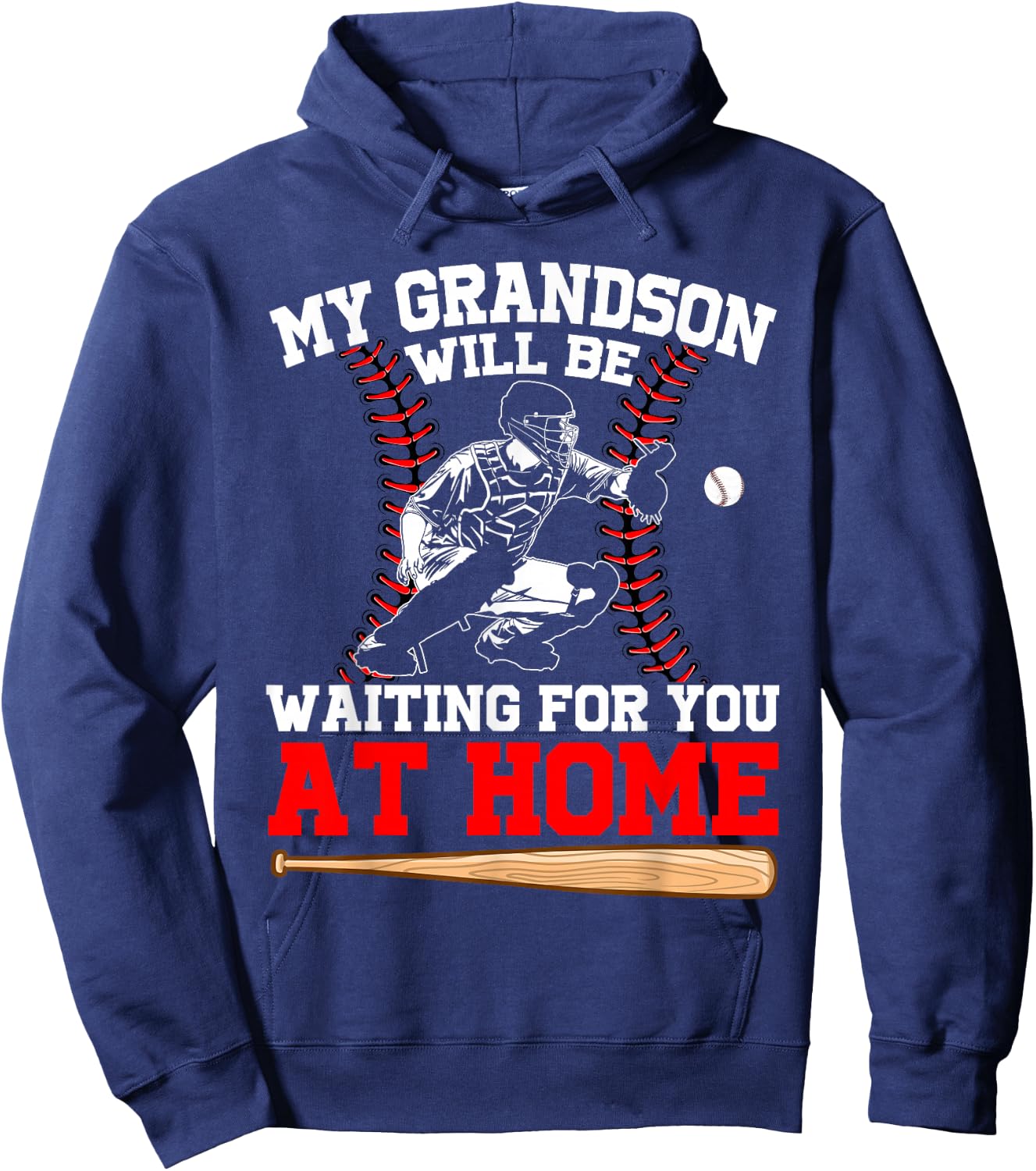 Funny My Grandson Will Be Waiting For You At Home Baseball Hoodie - Hoodie | Navy