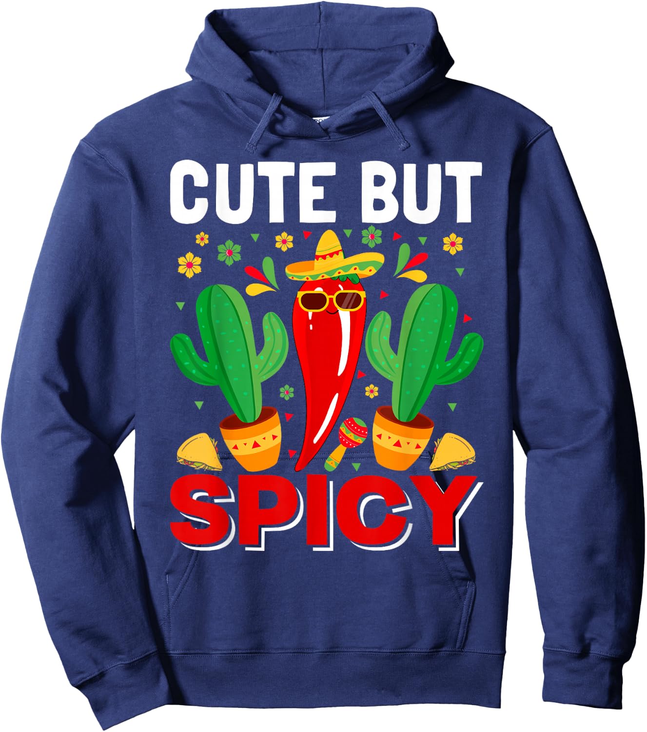Cinco De Mayo - Cute but Spicy Mexican Fiesta Jalapenos Girl Hoodie - Hoodie | Navy