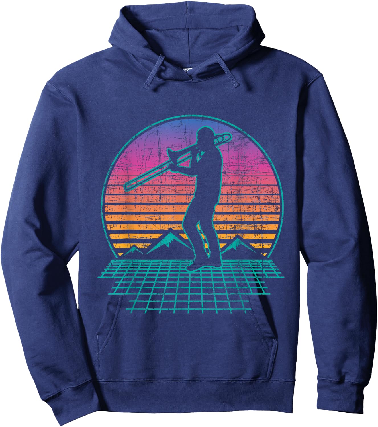 Retro Vintage Trombone Player - Trombonist Jazz Music Lover Hoodie - Hoodie | Navy