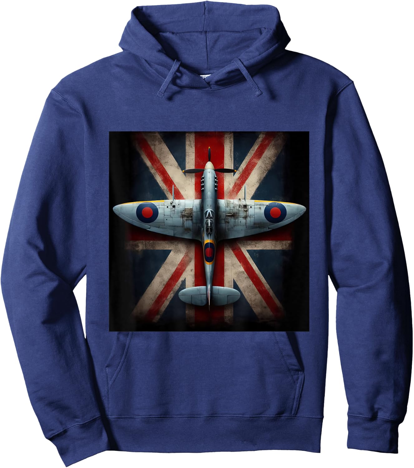 Spitfire Supermarine WW2 Fighter Plane Union Jack UK Flag Hoodie - Hoodie | Navy