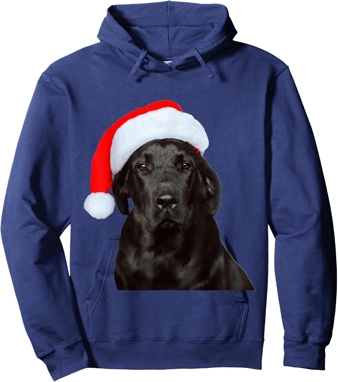 Cute Black Lab Santa Hat Image Christmas Dog Labrador Women Kids Hoodie - Hoodie | Navy