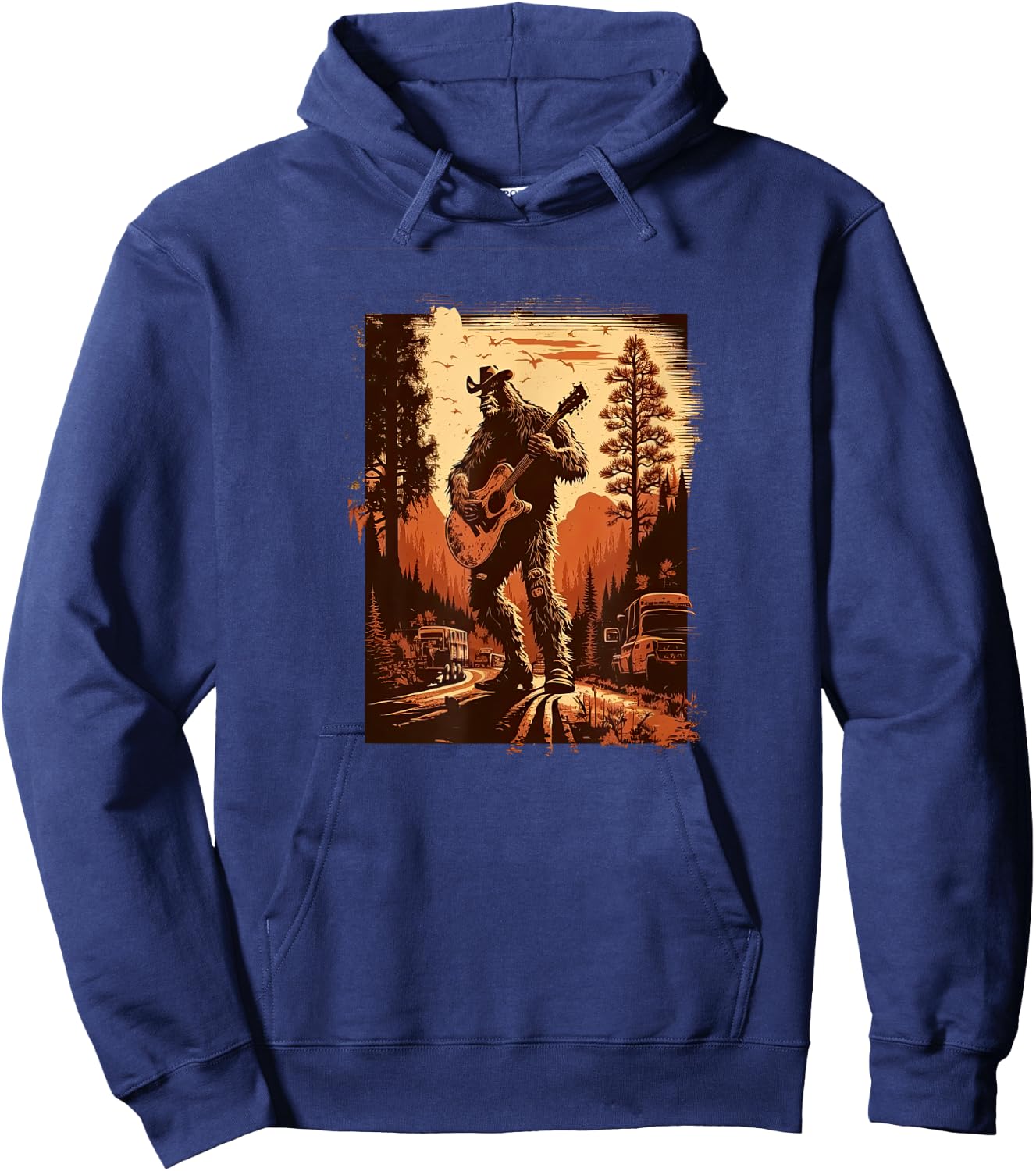 Bigfoot Sasquatch Cool Yeti Country Music Rodeo Guitar Hoodie - Hoodie | Navy