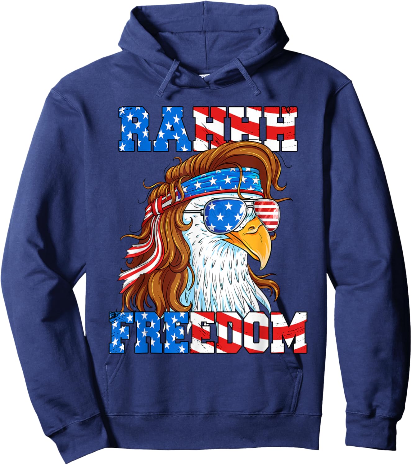 Rahhh Freedom Eagle 4th of July American Flag Usa Meme Hoodie - Hoodie | Navy