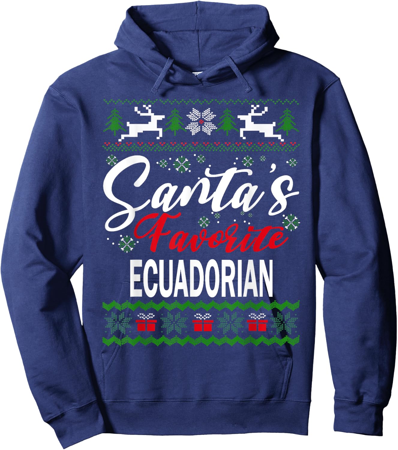 Santas Favorite Ecuadorian Ecuador Christmas Ugly Sweater Hoodie - Hoodie | Navy