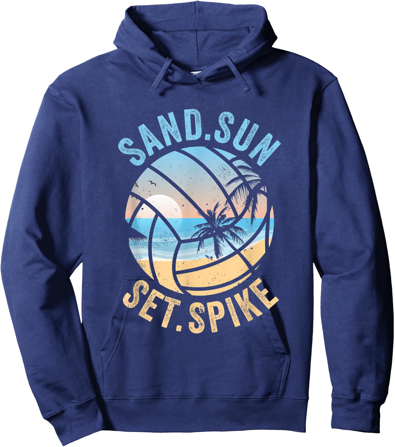 sand sun set spike for a fan beach volleyball Men Women Hoodie - Hoodie | Navy