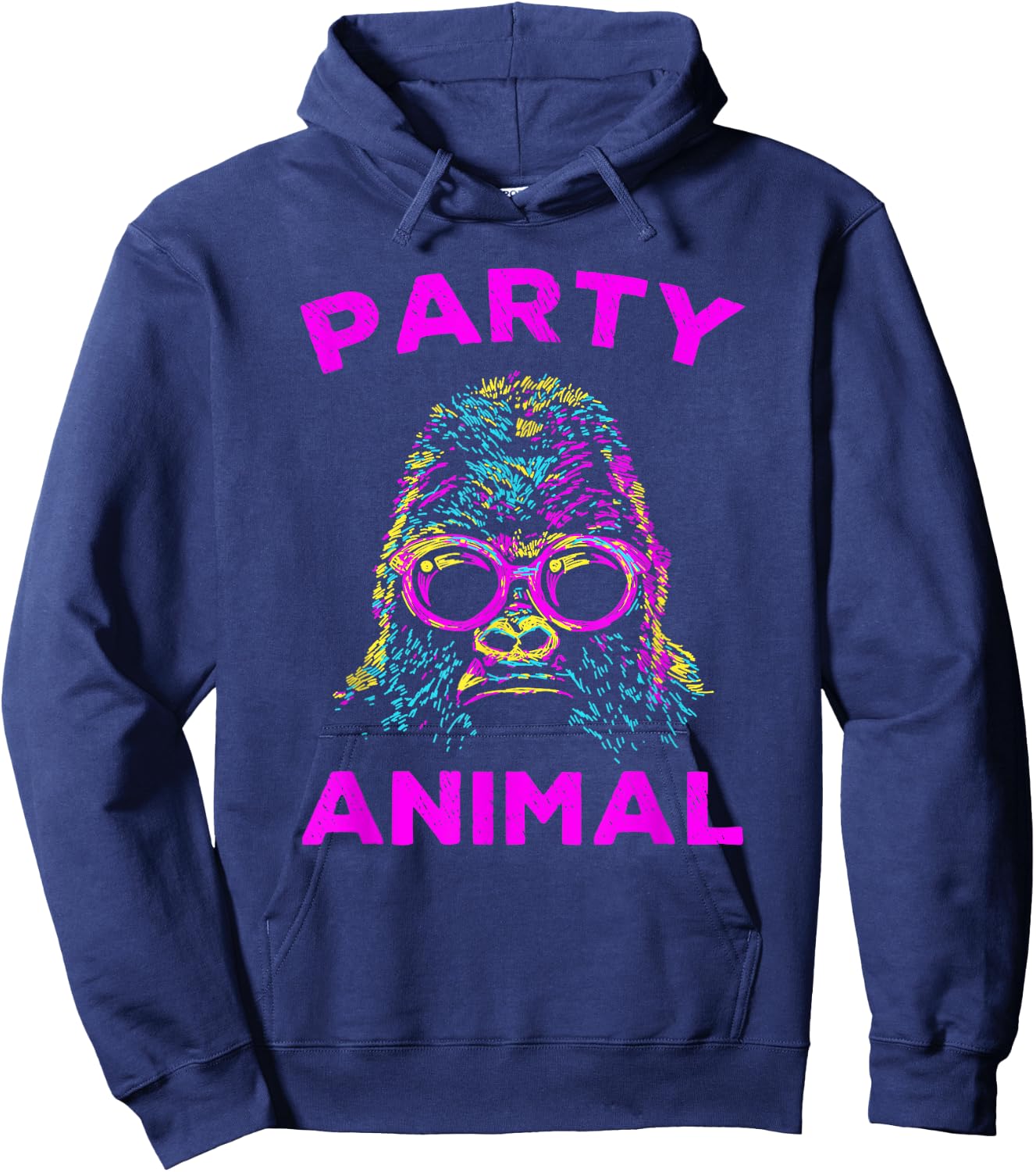 Cute Gorilla Party Animal Lover Colorful Monkey Hoodie - Hoodie | Navy